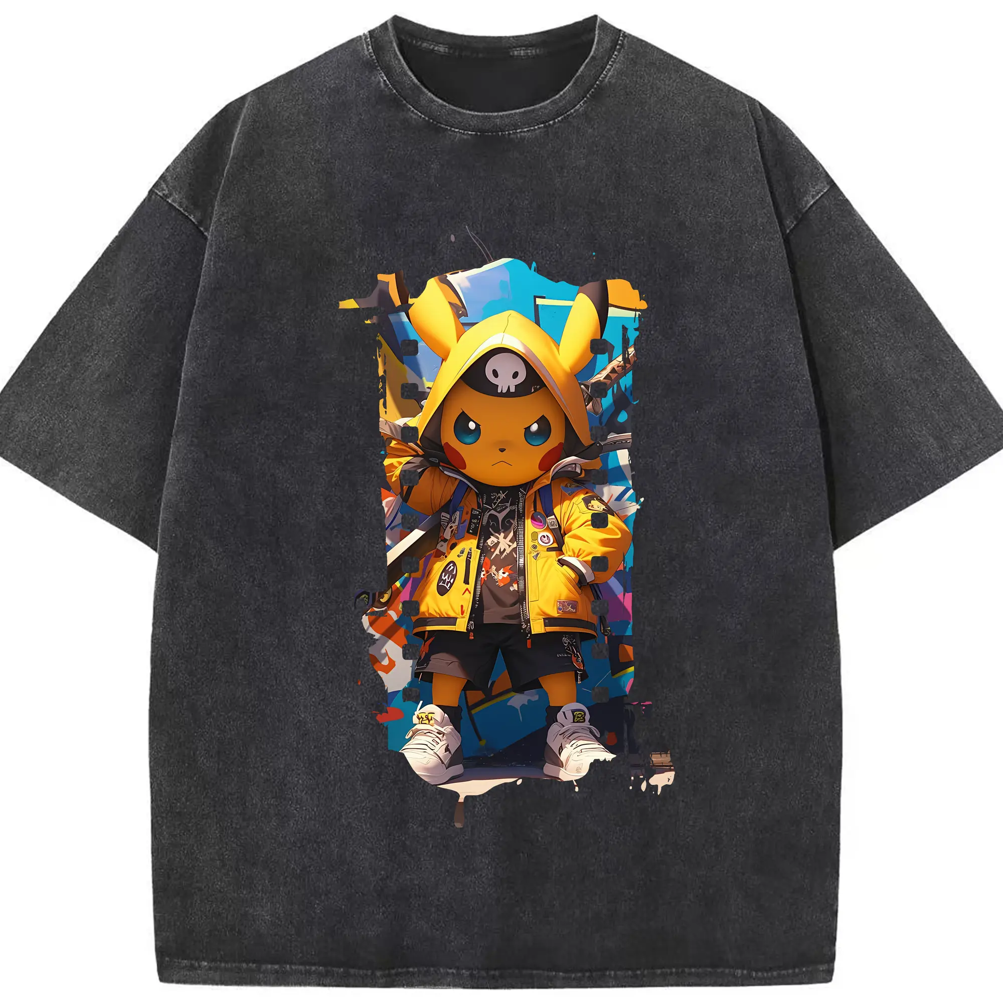 ポケモン グッズ,ピカチュウ - 綿100％ ヴィンテージ風 半袖Tシャツ ・ フロントプリント ・ 柔らか肌触り ・ 通気性 快適 ・ スポーツ カジュアル 外出用