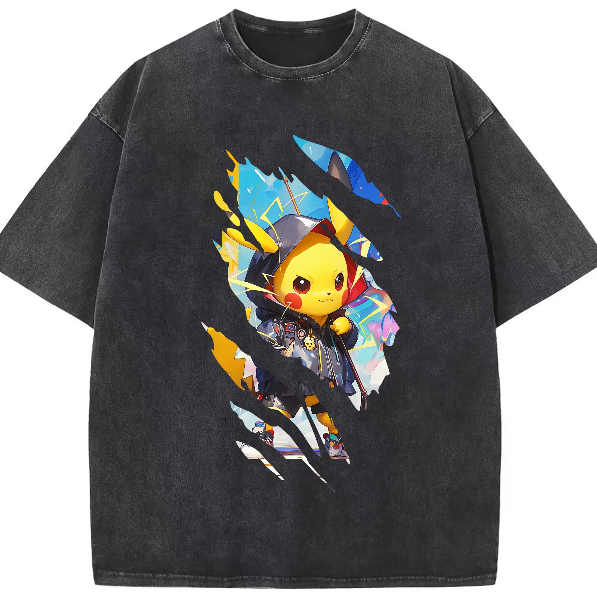 ポケモン グッズ,ピカチュウ - 綿100％ ヴィンテージ風 半袖Tシャツ ・ フロントプリント ・ 柔らか肌触り ・ 通気性 快適 ・ スポーツ カジュアル 外出用