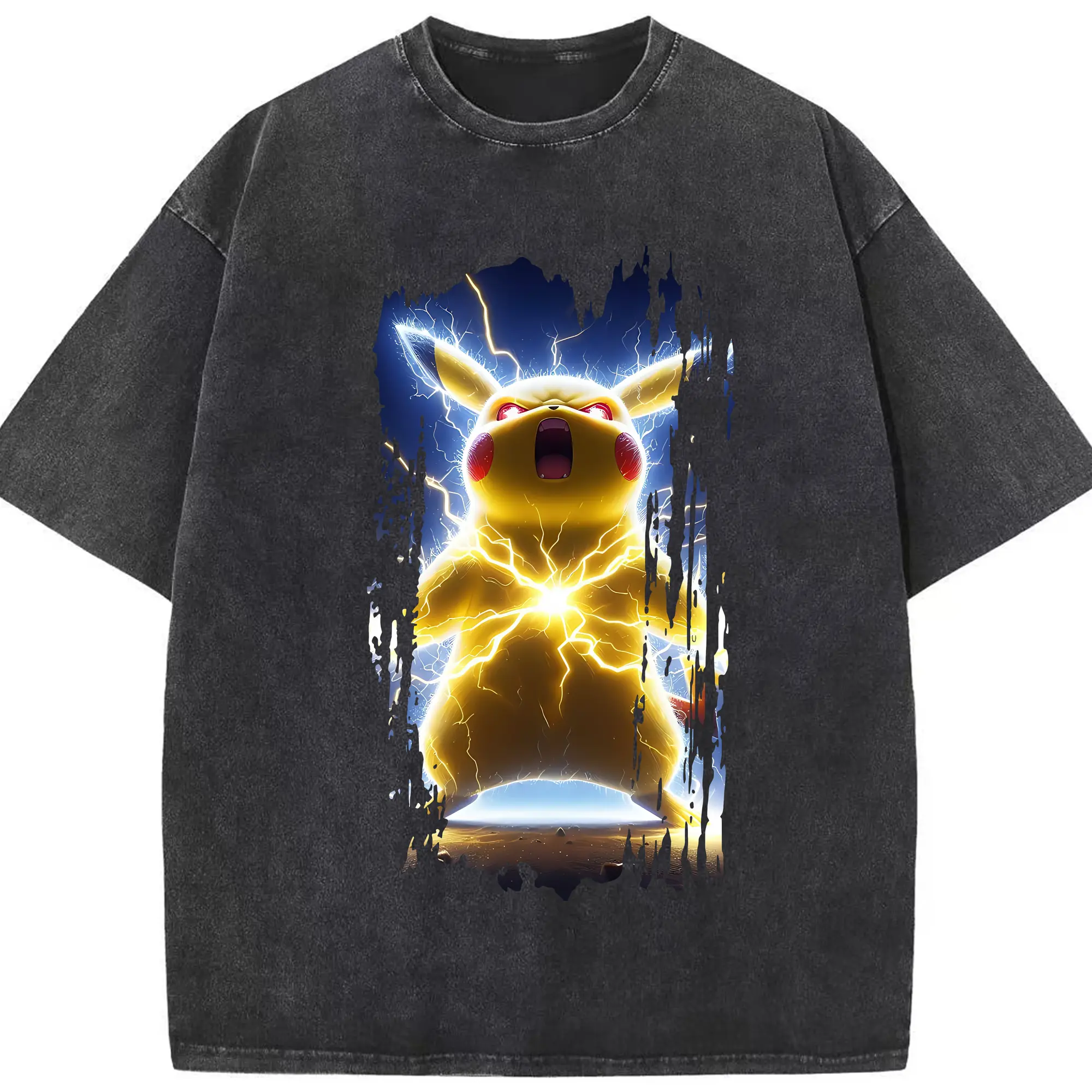 ポケモン グッズ,ピカチュウ - 綿100％ ヴィンテージ風 半袖Tシャツ ・ フロントプリント ・ 柔らか肌触り ・ 通気性 快適 ・ スポーツ カジュアル 外出用