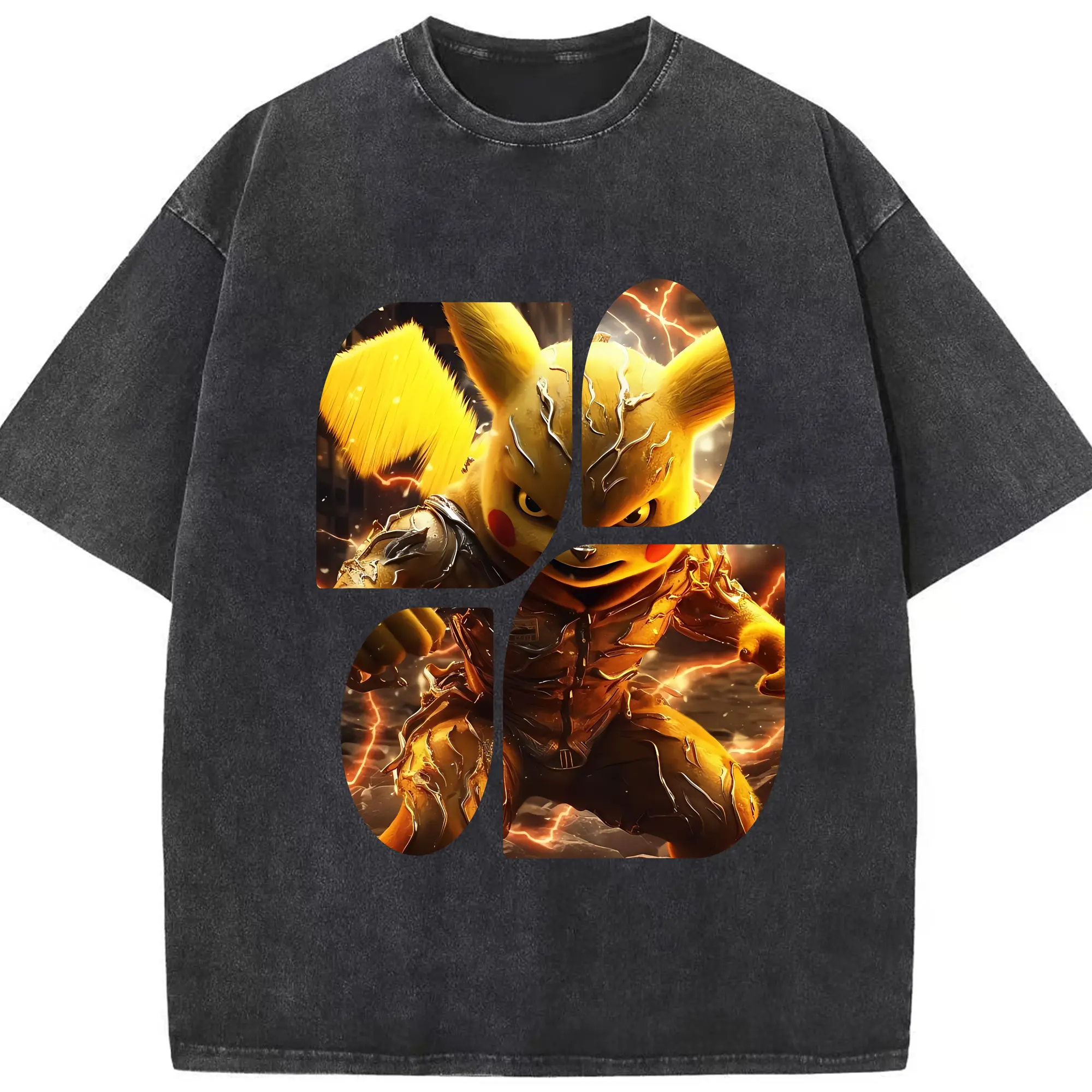 ポケモン グッズ,ピカチュウ - 綿100％ ヴィンテージ風 半袖Tシャツ ・ フロントプリント ・ 柔らか肌触り ・ 通気性 快適 ・ スポーツ カジュアル 外出用