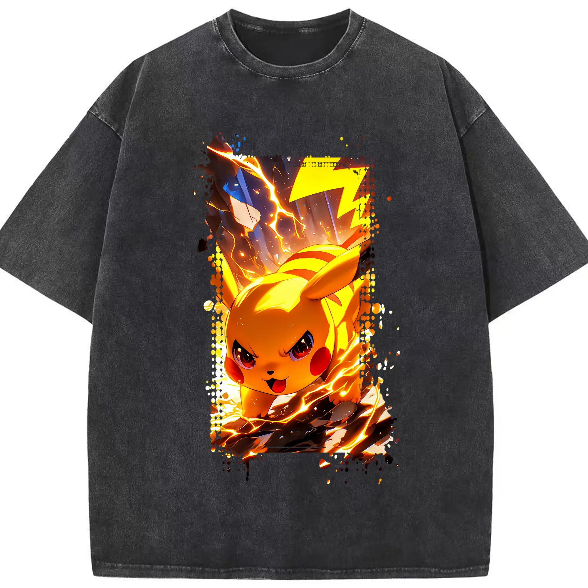 ポケモン グッズ,ピカチュウ - 綿100％ ヴィンテージ風 半袖Tシャツ ・ フロントプリント ・ 柔らか肌触り ・ 通気性 快適 ・ スポーツ カジュアル 外出用