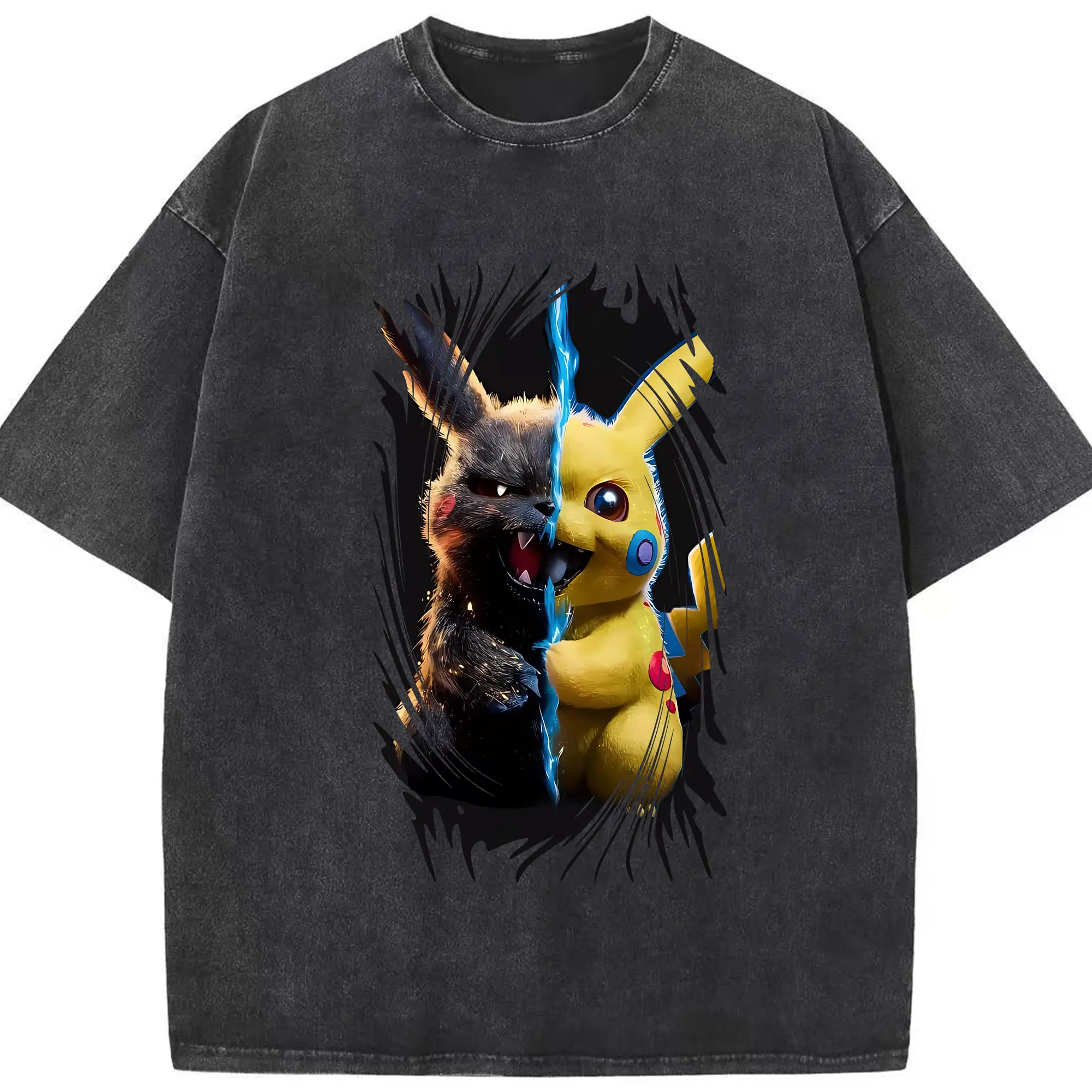 ポケモン グッズ,ピカチュウ - 綿100％ ヴィンテージ風 半袖Tシャツ ・ フロントプリント ・ 柔らか肌触り ・ 通気性 快適 ・ スポーツ カジュアル 外出用