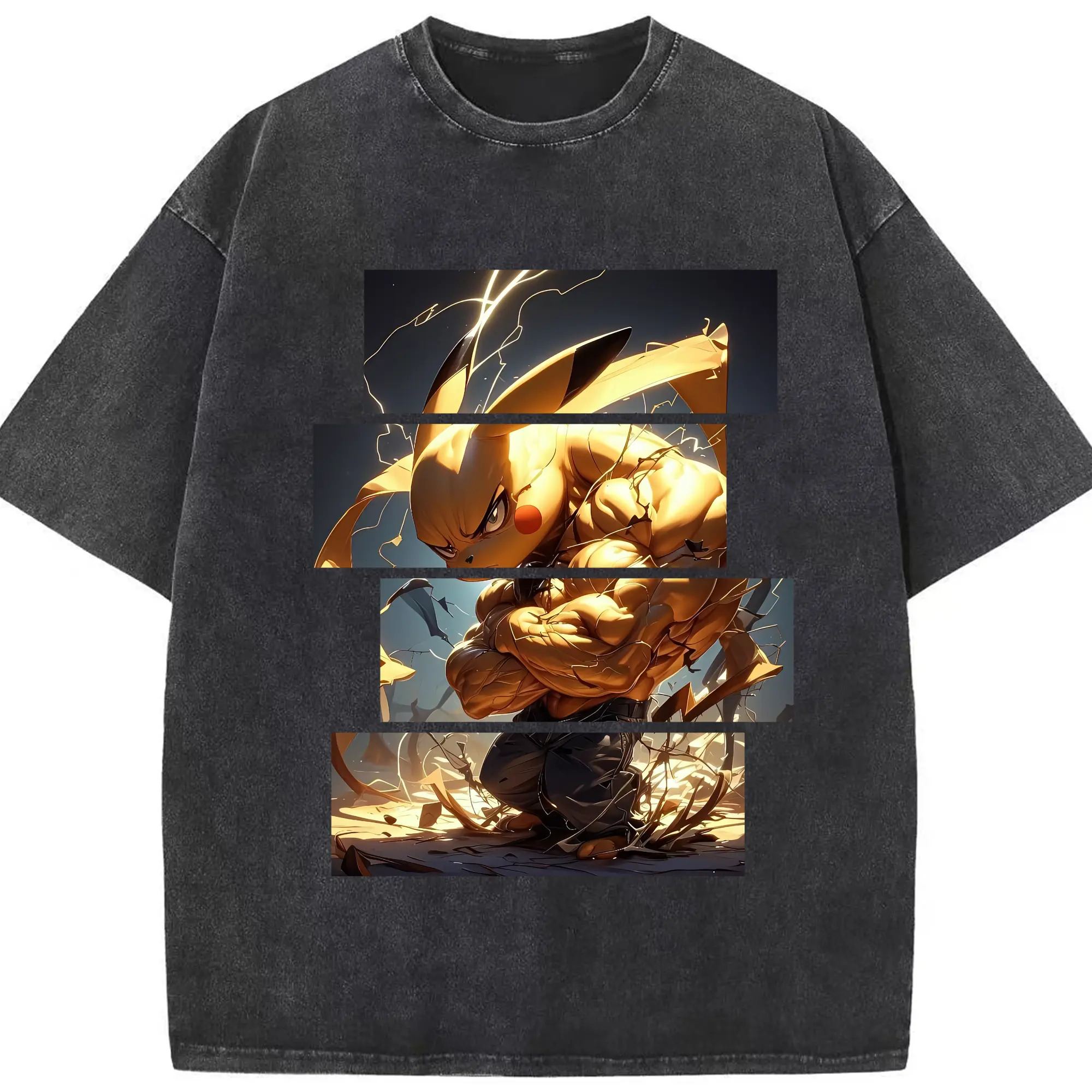 ポケモン グッズ,ピカチュウ - 綿100％ ヴィンテージ風 半袖Tシャツ ・ フロントプリント ・ 柔らか肌触り ・ 通気性 快適 ・ スポーツ カジュアル 外出用