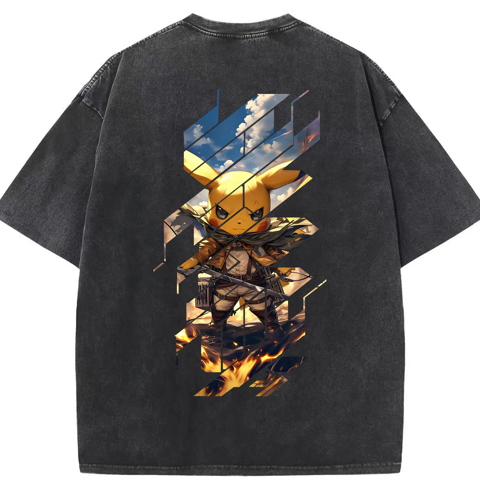 ポケモン グッズ,ピカチュウ - 綿100％ ヴィンテージ風 半袖Tシャツ ・ 背面プリント ・ 柔らか肌触り ・ 通気性 快適 ・ スポーツ カジュアル 外出用