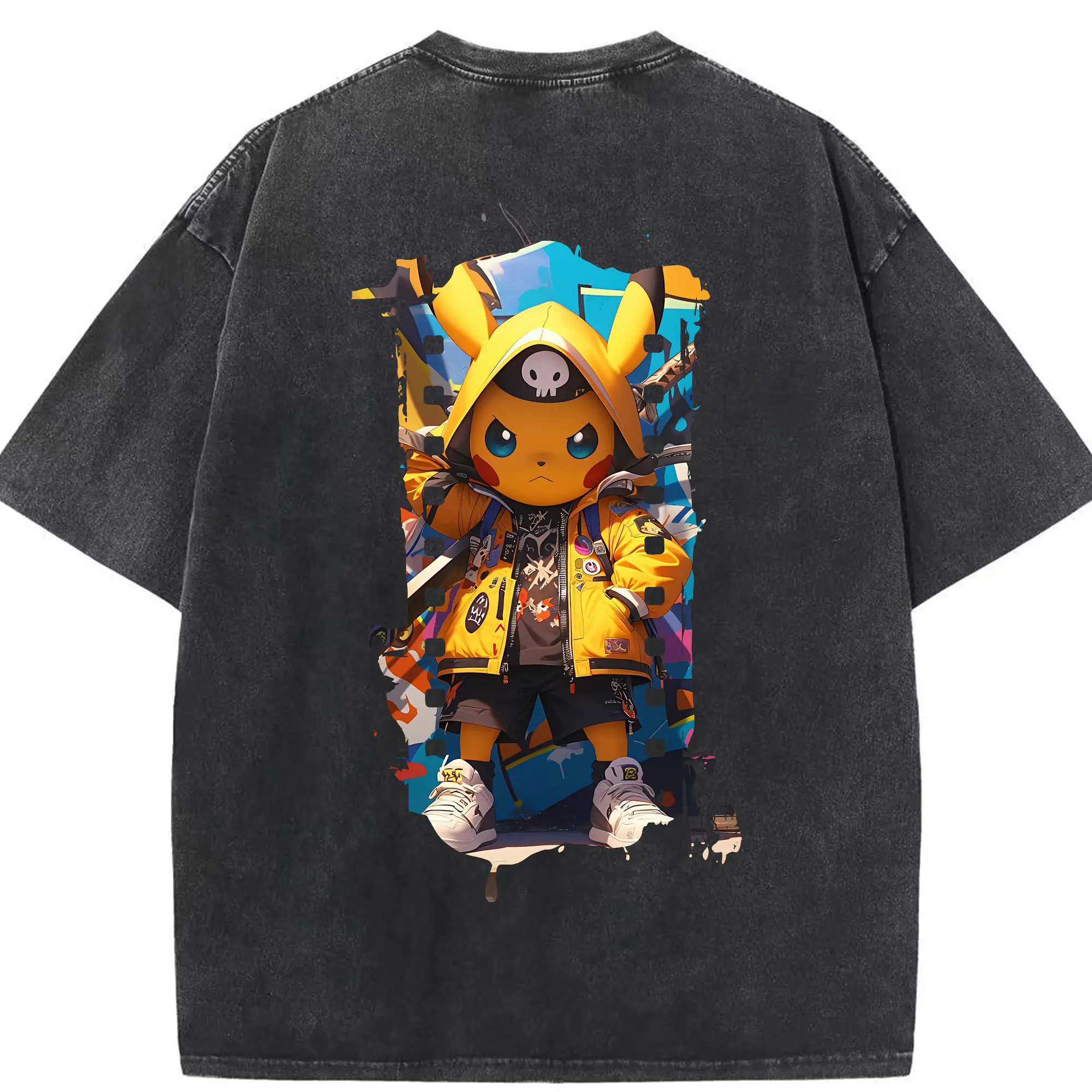 ポケモン グッズ,ピカチュウ - 綿100％ ヴィンテージ風 半袖Tシャツ ・ 背面プリント ・ 柔らか肌触り ・ 通気性 快適 ・ スポーツ カジュアル 外出用