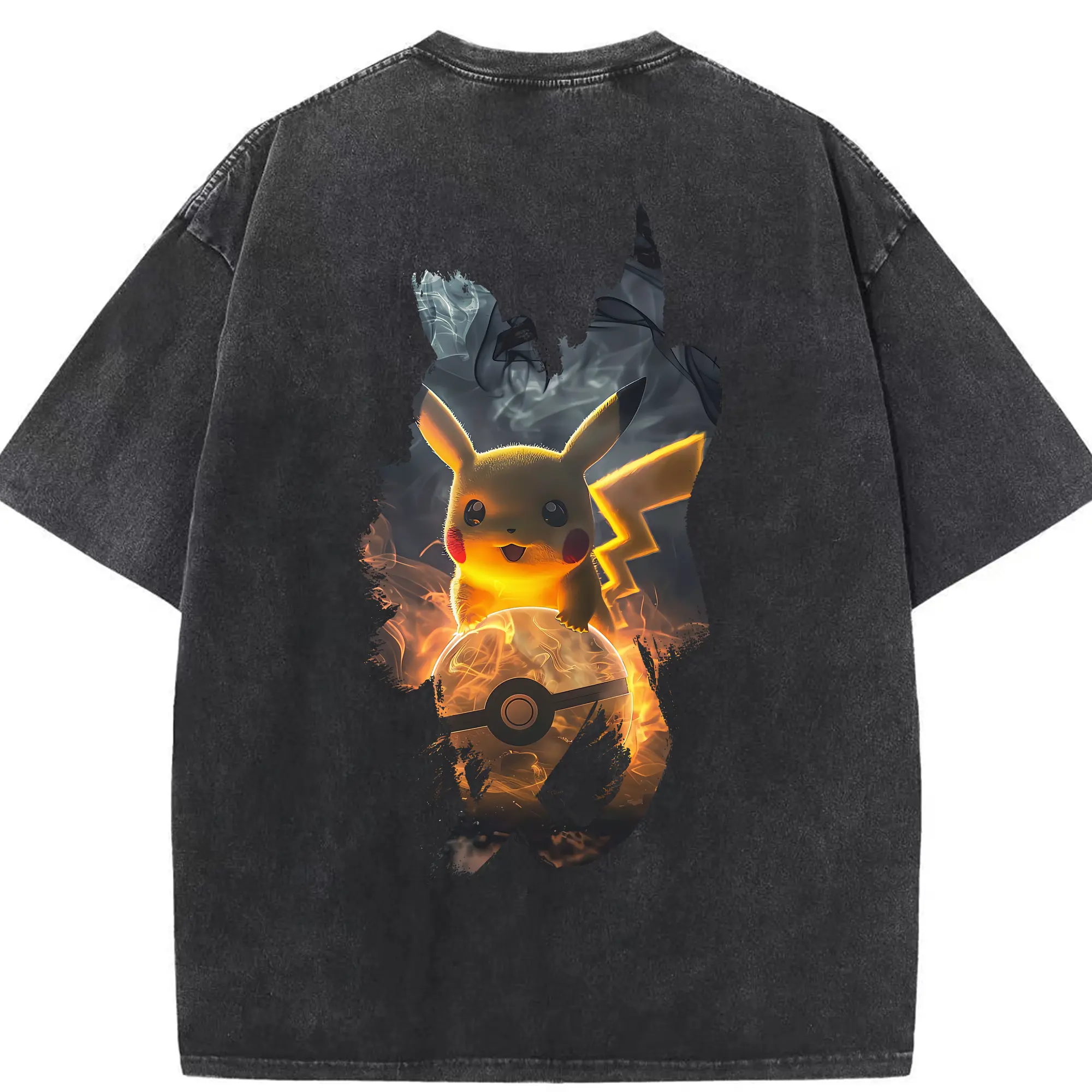 ポケモン グッズ,ピカチュウ - 綿100％ ヴィンテージ風 半袖Tシャツ ・ 背面プリント ・ 柔らか肌触り ・ 通気性 快適 ・ スポーツ カジュアル 外出用