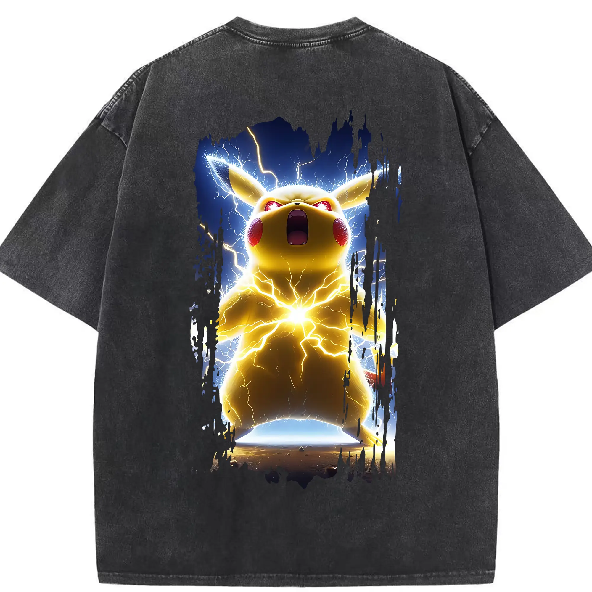 ポケモン グッズ,ピカチュウ - 綿100％ ヴィンテージ風 半袖Tシャツ ・ 背面プリント ・ 柔らか肌触り ・ 通気性 快適 ・ スポーツ カジュアル 外出用