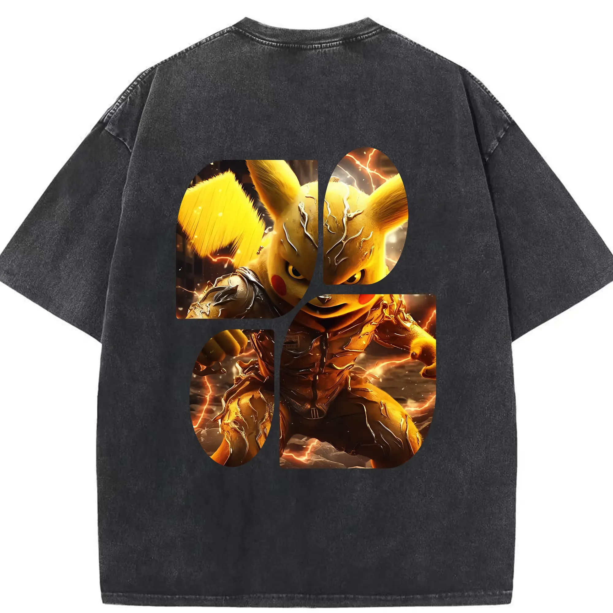 ポケモン グッズ,ピカチュウ - 綿100％ ヴィンテージ風 半袖Tシャツ ・ 背面プリント ・ 柔らか肌触り ・ 通気性 快適 ・ スポーツ カジュアル 外出用