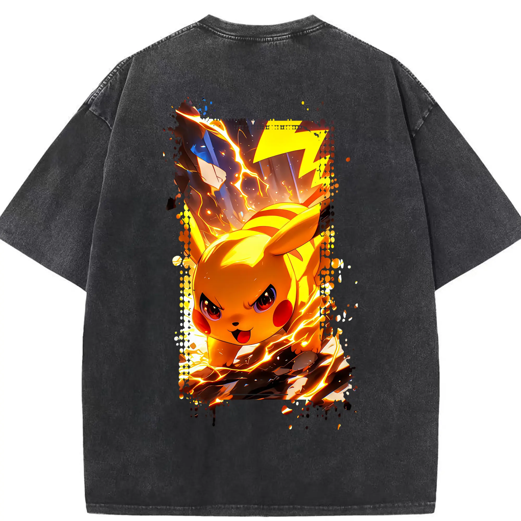 ポケモン グッズ,ピカチュウ - 綿100％ ヴィンテージ風 半袖Tシャツ ・ 背面プリント ・ 柔らか肌触り ・ 通気性 快適 ・ スポーツ カジュアル 外出用