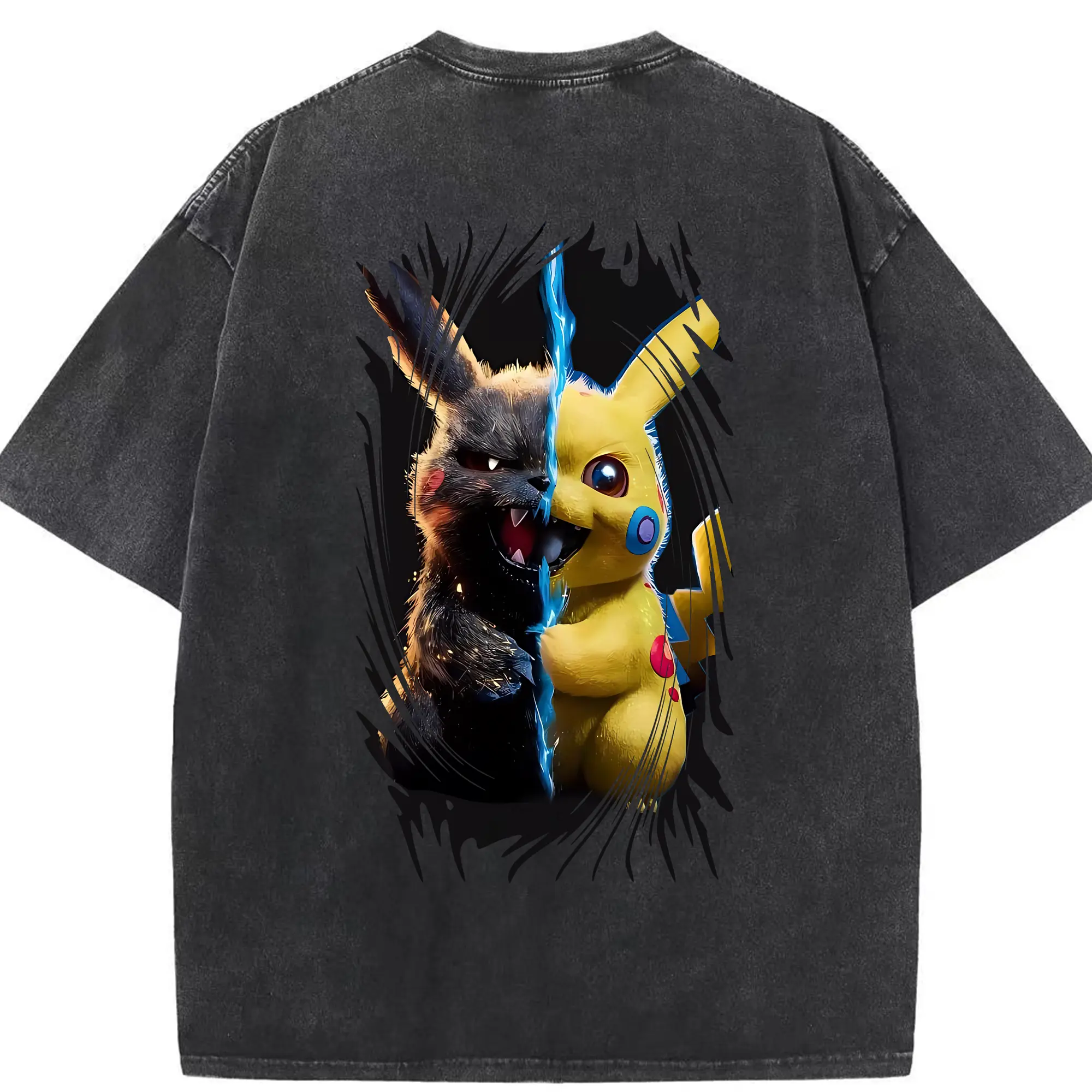 ポケモン グッズ,ピカチュウ - 綿100％ ヴィンテージ風 半袖Tシャツ ・ 背面プリント ・ 柔らか肌触り ・ 通気性 快適 ・ スポーツ カジュアル 外出用