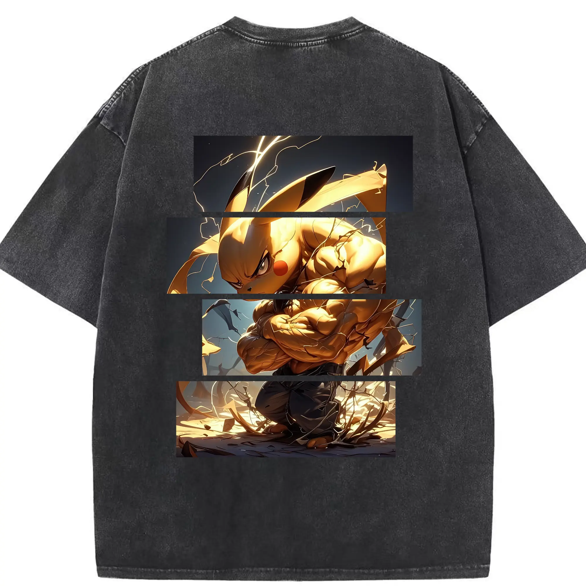 ポケモン グッズ,ピカチュウ - 綿100％ ヴィンテージ風 半袖Tシャツ ・ 背面プリント ・ 柔らか肌触り ・ 通気性 快適 ・ スポーツ カジュアル 外出用