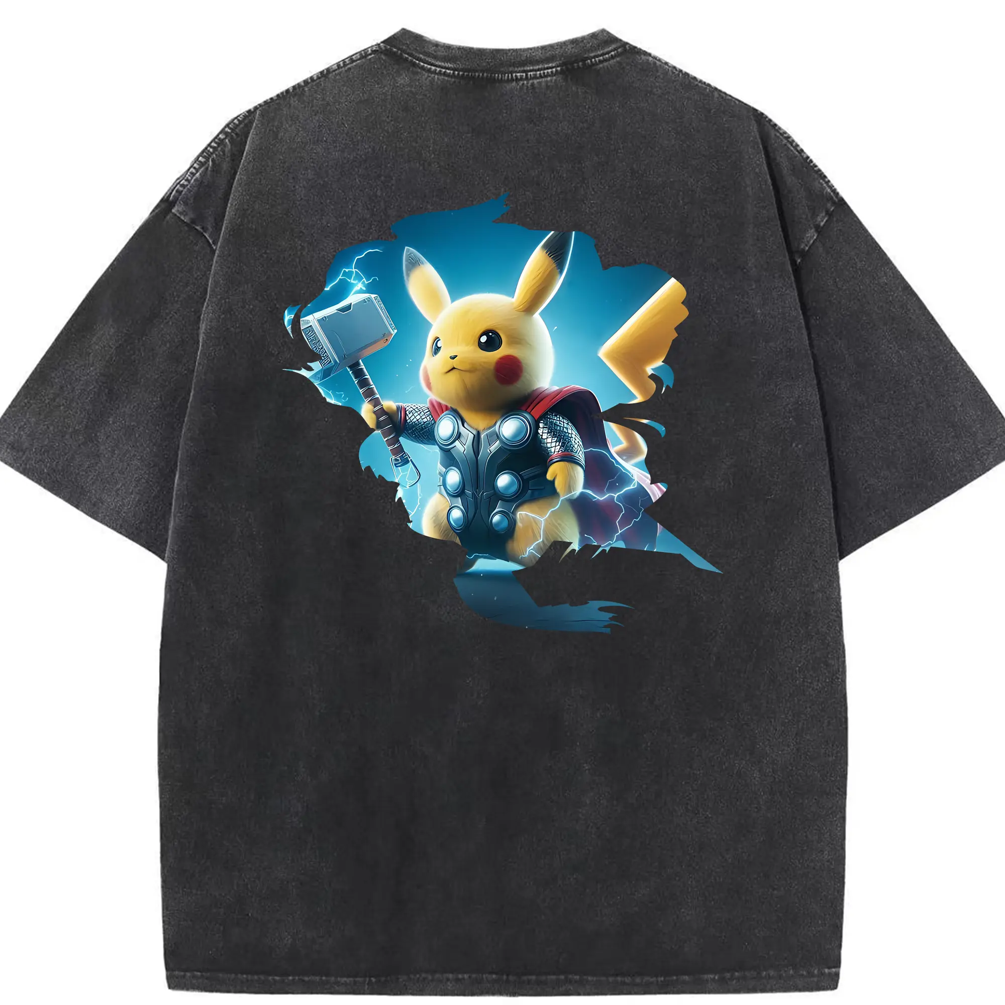ポケモン グッズ,ピカチュウ - 綿100％ ヴィンテージ風 半袖Tシャツ ・ 背面プリント ・ 柔らか肌触り ・ 通気性 快適 ・ スポーツ カジュアル 外出用