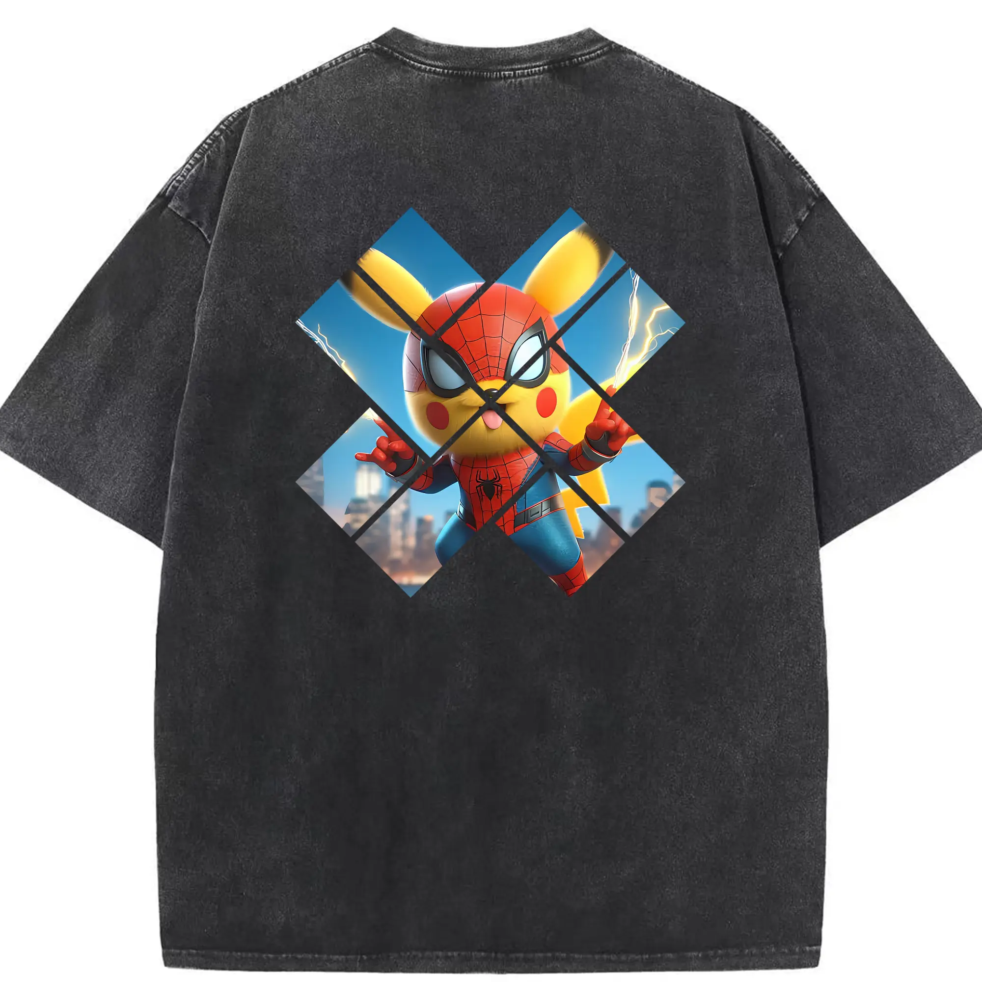 ポケモン グッズ,ピカチュウ - 綿100％ ヴィンテージ風 半袖Tシャツ ・ 背面プリント ・ 柔らか肌触り ・ 通気性 快適 ・ スポーツ カジュアル 外出用