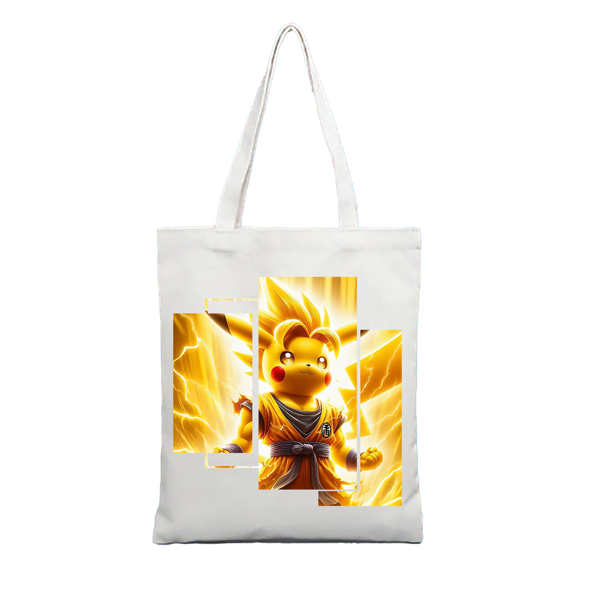 ポケモン グッズ,ピカチュウ - 縦型キャンバス手提げバッグ（トートバッグ） ・ キャンバス素材 ・ ショッピング用 ・ 軽量 丈夫 お手入れ簡単