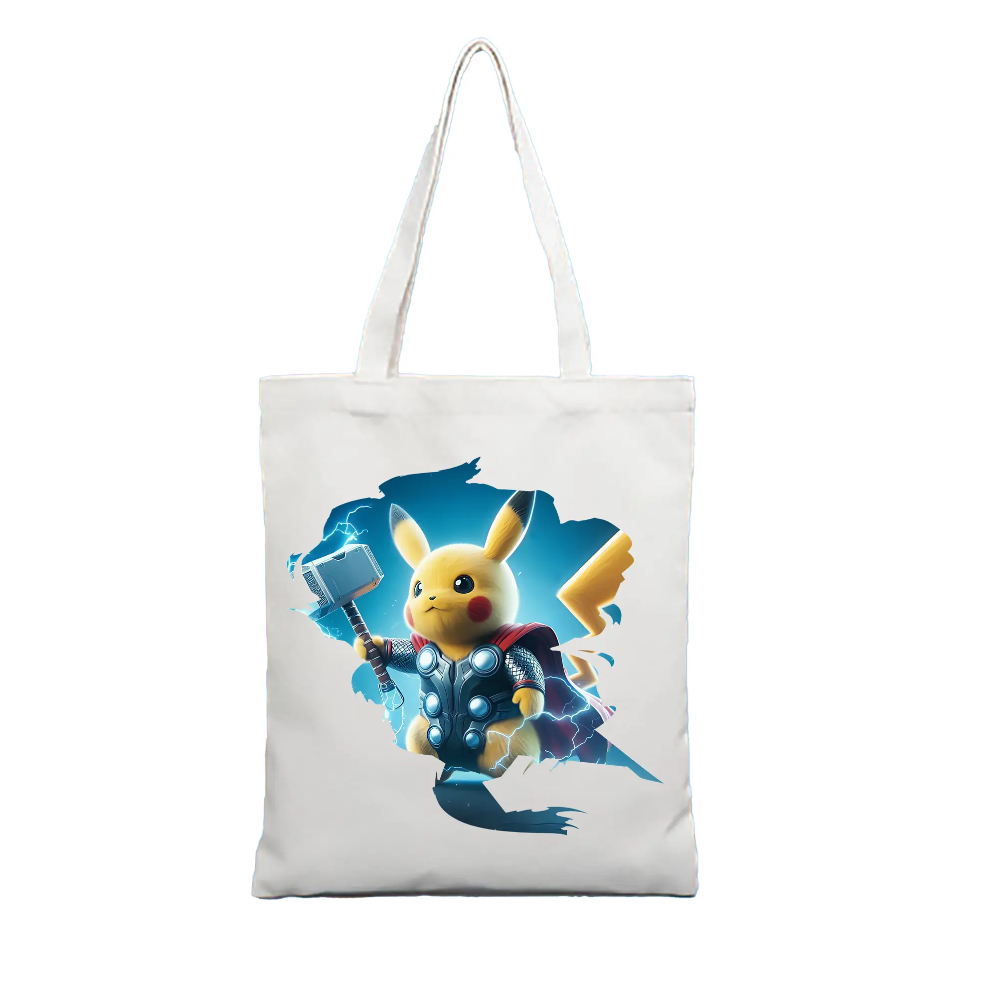 ポケモン グッズ,ピカチュウ - 縦型キャンバス手提げバッグ（トートバッグ） ・ キャンバス素材 ・ ショッピング用 ・ 軽量 丈夫 お手入れ簡単