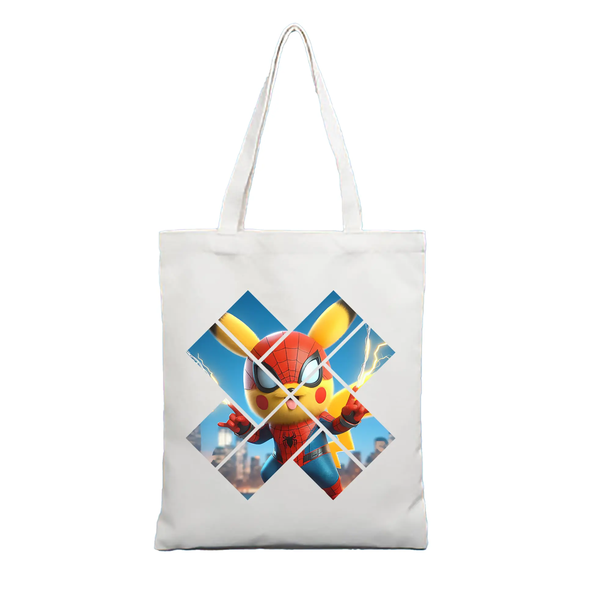 ポケモン グッズ,ピカチュウ - 縦型キャンバス手提げバッグ（トートバッグ） ・ キャンバス素材 ・ ショッピング用 ・ 軽量 丈夫 お手入れ簡単