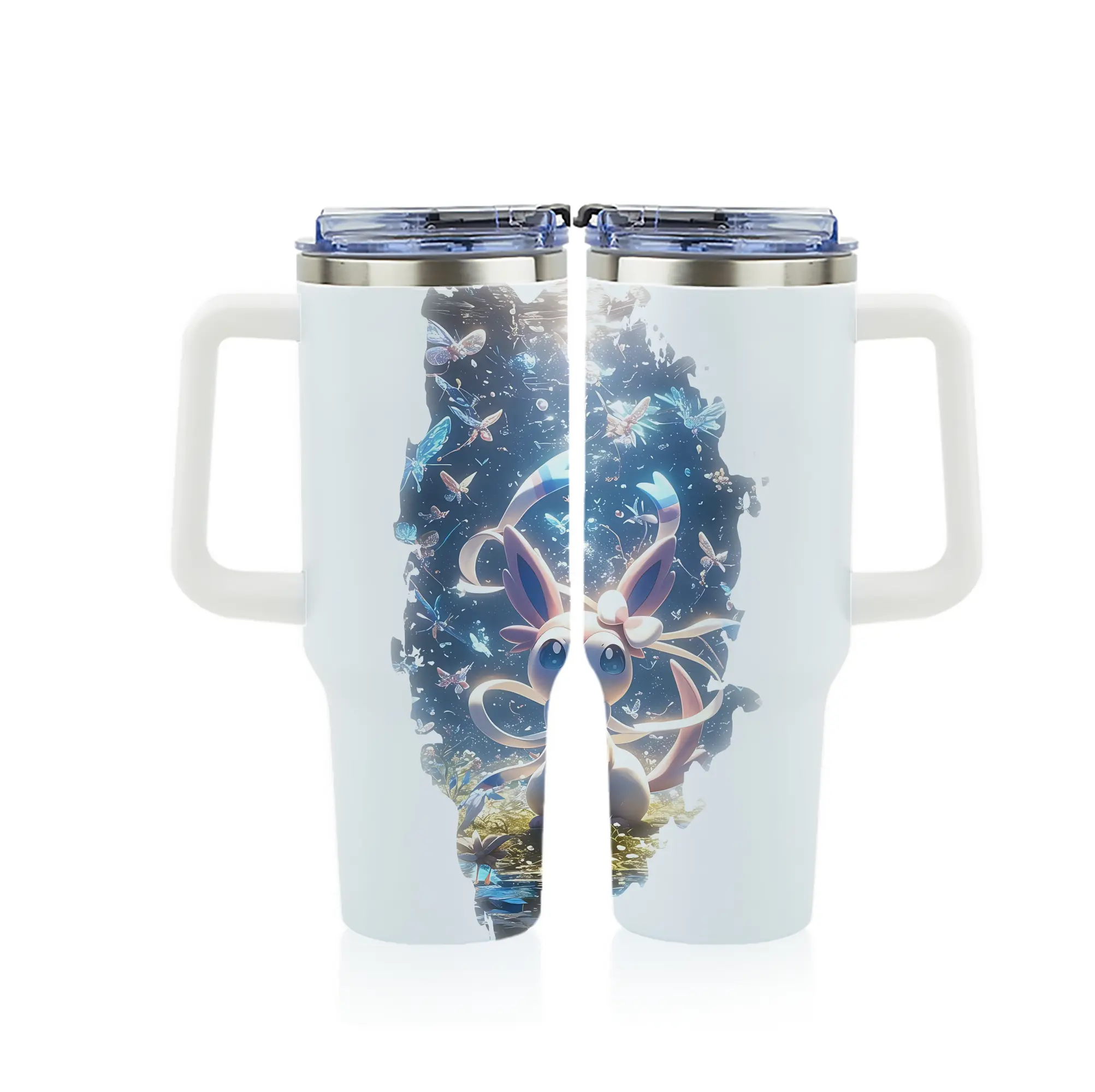 ポケモン グッズ,ニンフィア - 1200mL フルプリント車用タンブラー ・ 304ステンレス 内側 ・ 201ステンレス 外側 ・ 保温 保冷 ・ 通勤 ドライブ アウトドア用