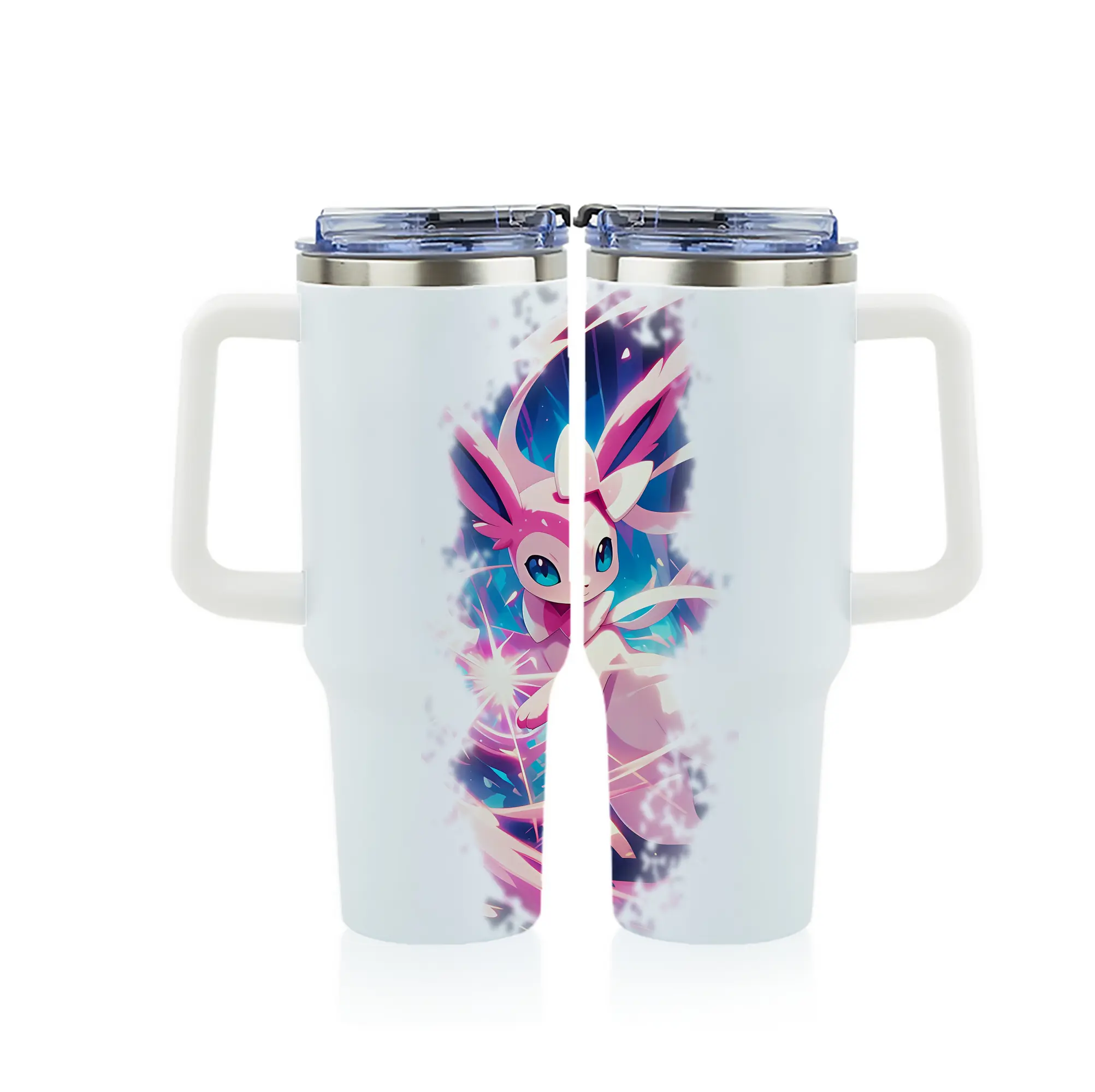 ポケモン グッズ,ニンフィア - 1200mL フルプリント車用タンブラー ・ 304ステンレス 内側 ・ 201ステンレス 外側 ・ 保温 保冷 ・ 通勤 ドライブ アウトドア用