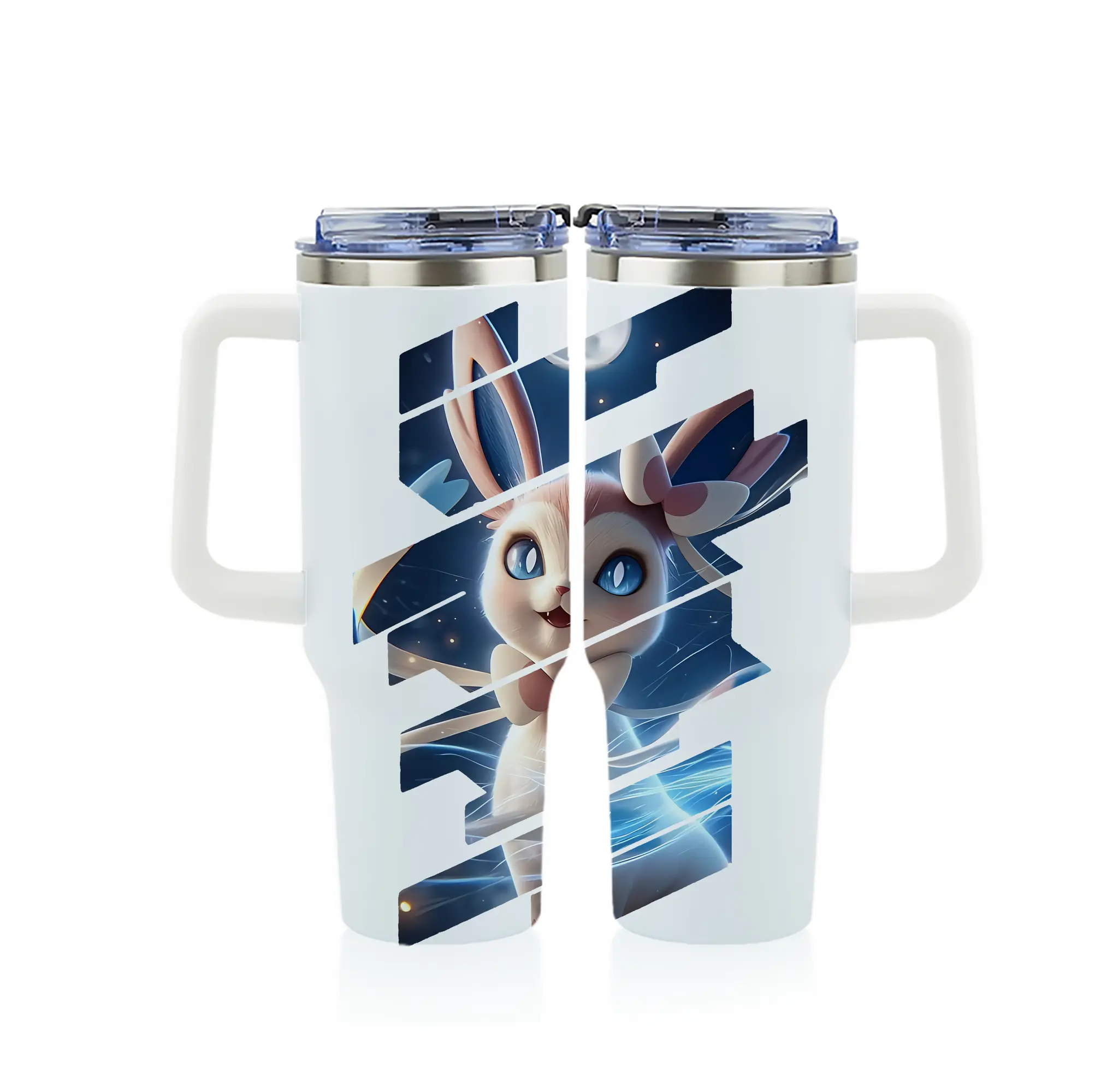 ポケモン グッズ,ニンフィア - 1200mL フルプリント車用タンブラー ・ 304ステンレス 内側 ・ 201ステンレス 外側 ・ 保温 保冷 ・ 通勤 ドライブ アウトドア用