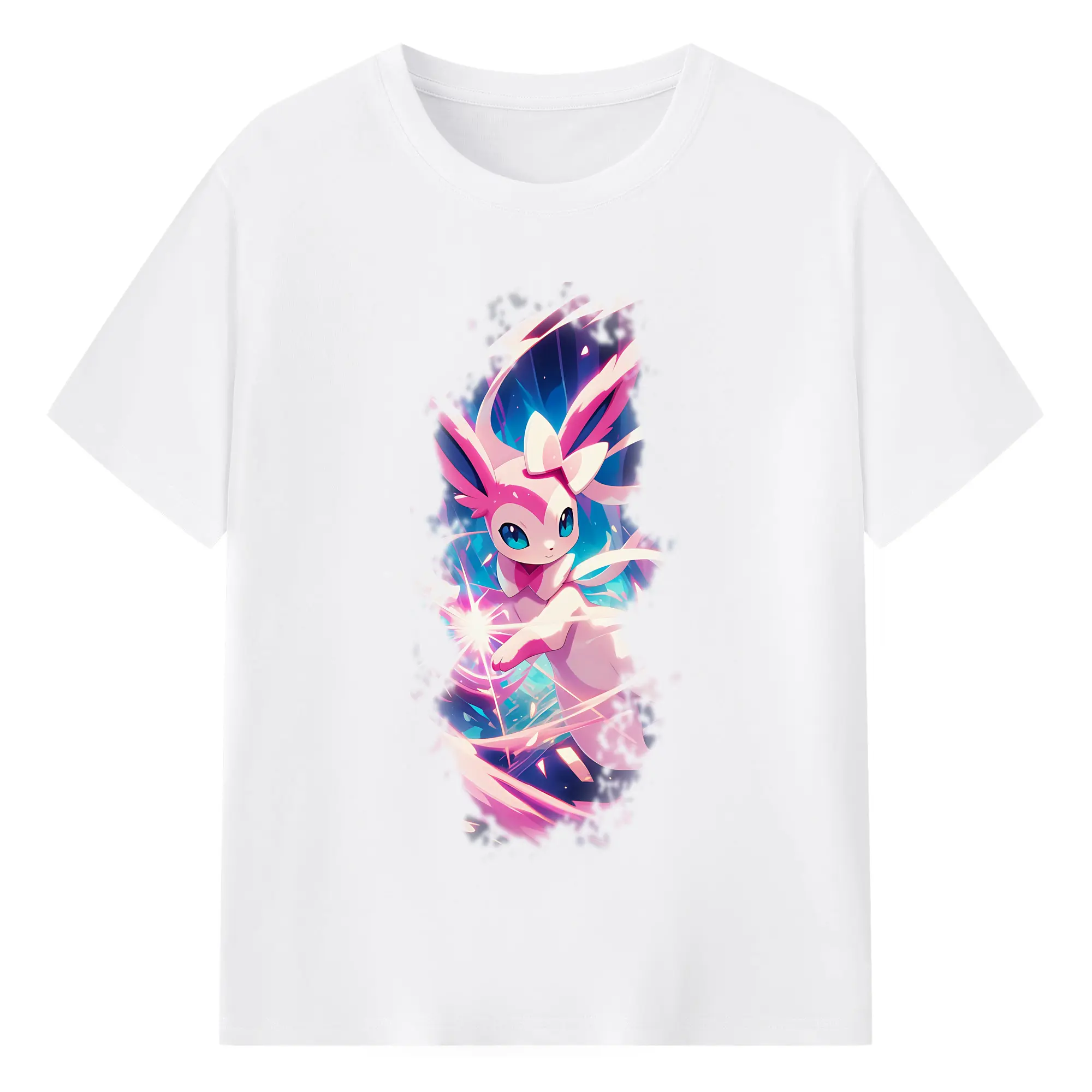 ポケモン グッズ,ニンフィア - 綿100％ 半袖Tシャツ ・ フロントプリント ・ 快適 通気性 ・ 日常使い 散歩 スポーツ用
