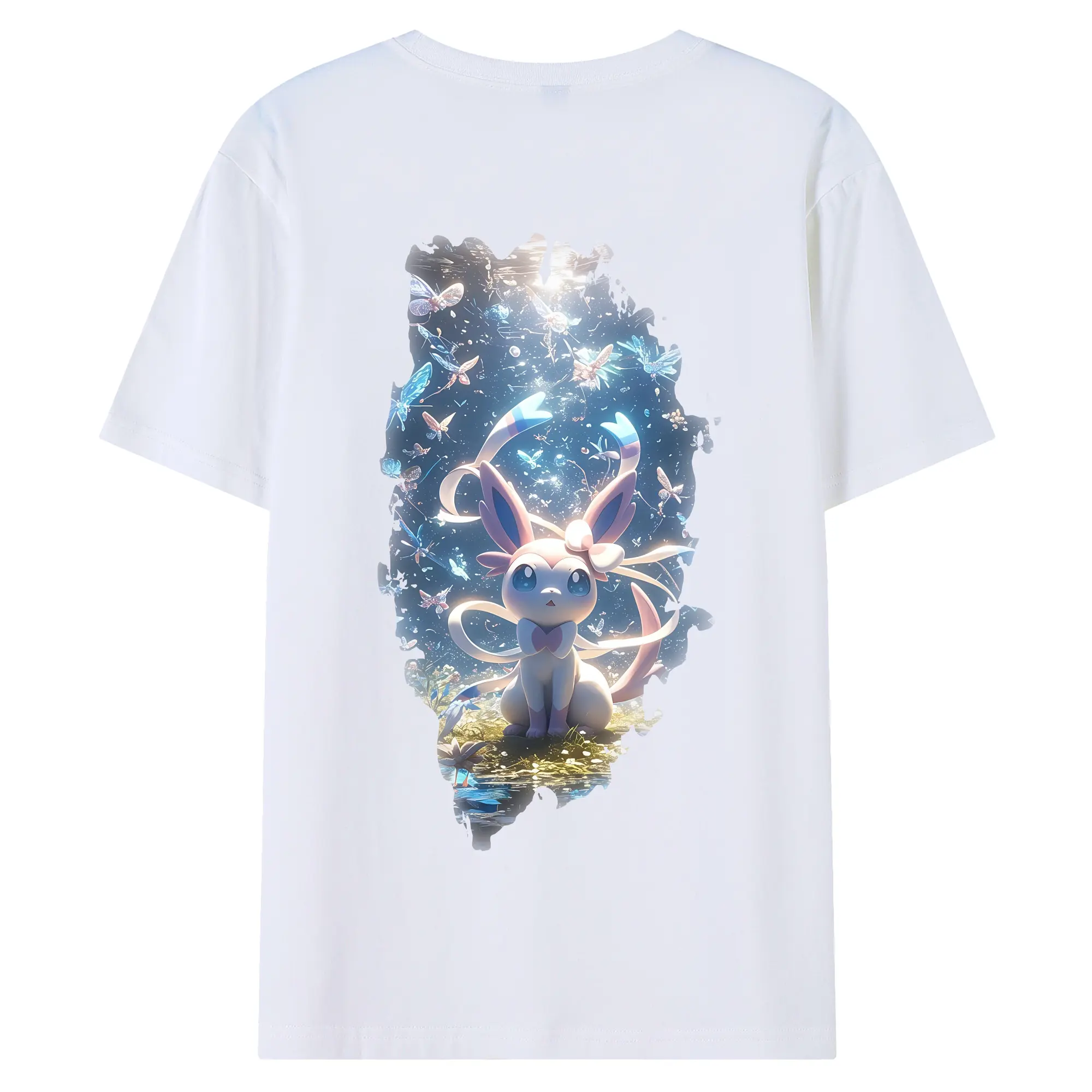 ポケモン グッズ,ニンフィア - 綿100％ 半袖Tシャツ ・ バックプリント ・ 快適 通気性 ・ 日常使い 散歩 スポーツ用