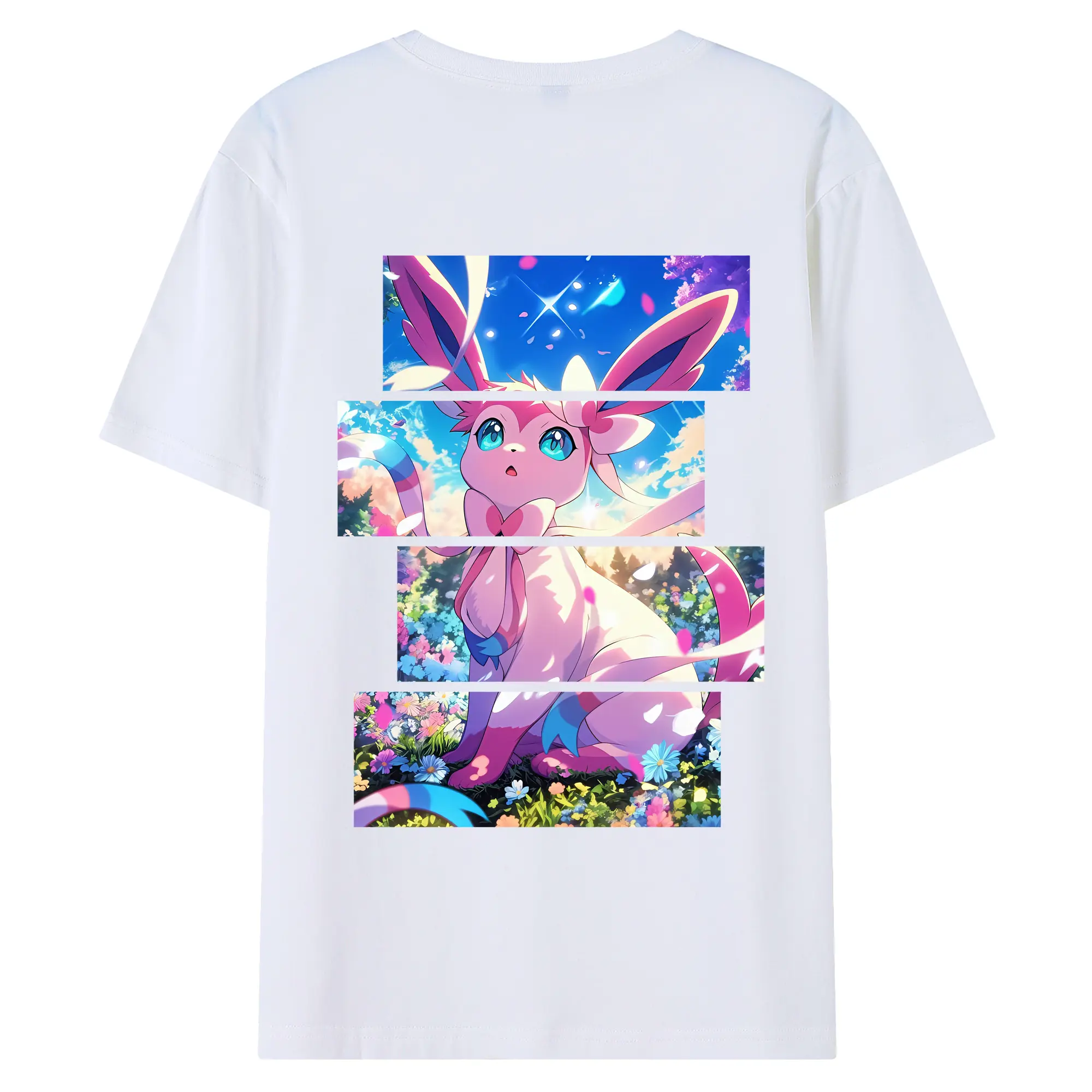 ポケモン グッズ,ニンフィア - 綿100％ 半袖Tシャツ ・ バックプリント ・ 快適 通気性 ・ 日常使い 散歩 スポーツ用