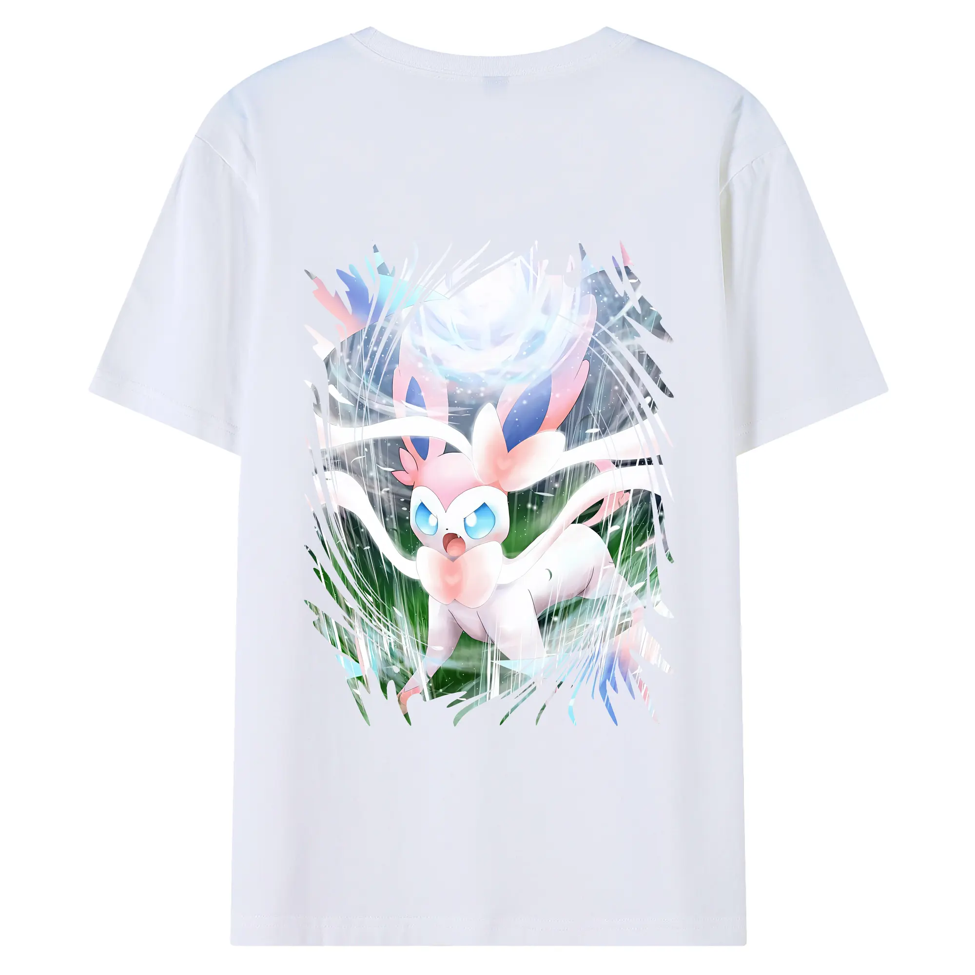 ポケモン グッズ,ニンフィア - 綿100％ 半袖Tシャツ ・ バックプリント ・ 快適 通気性 ・ 日常使い 散歩 スポーツ用