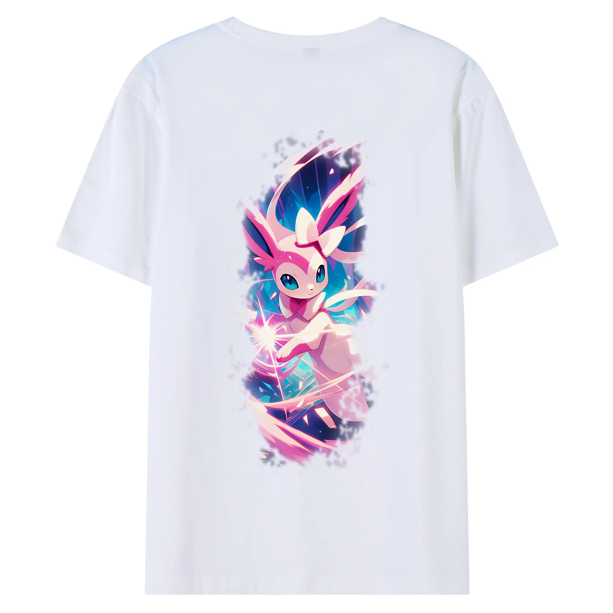 ポケモン グッズ,ニンフィア - 綿100％ 半袖Tシャツ ・ バックプリント ・ 快適 通気性 ・ 日常使い 散歩 スポーツ用
