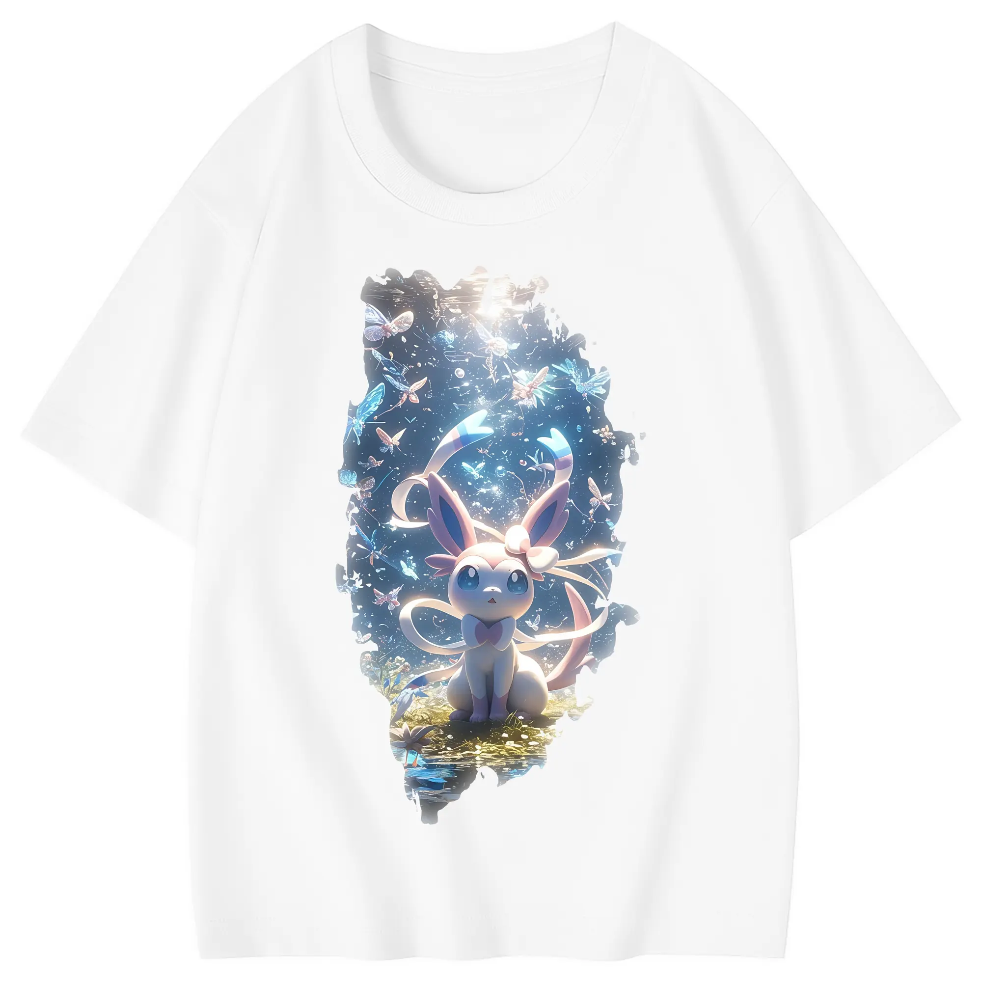 ポケモン グッズ,ニンフィア - 綿100％ キッズTシャツ ・ フロントプリント ・ 快適 通気性 ・ スポーツ カジュアル 散歩用