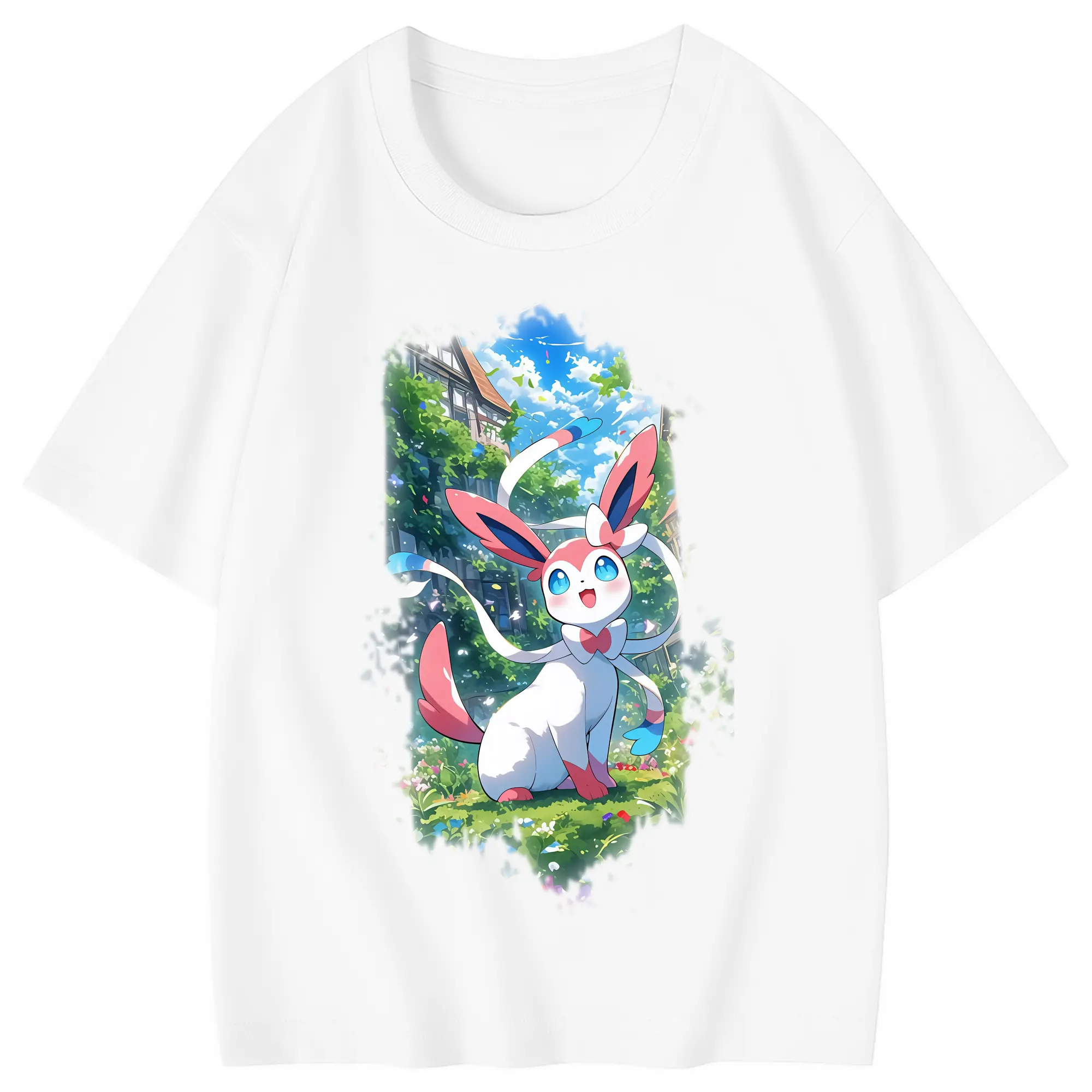 ポケモン グッズ,ニンフィア - 綿100％ キッズTシャツ ・ フロントプリント ・ 快適 通気性 ・ スポーツ カジュアル 散歩用