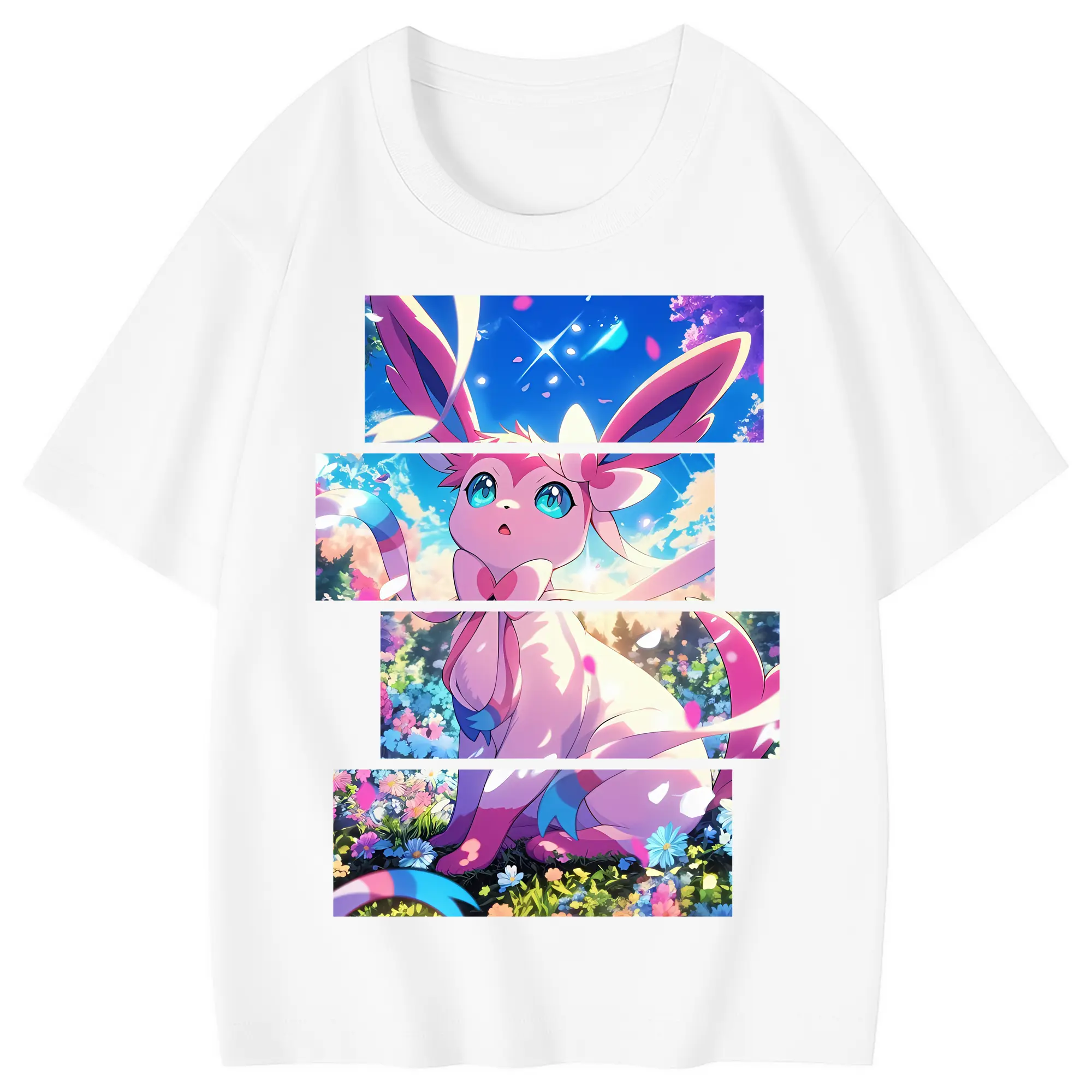 ポケモン グッズ,ニンフィア - 綿100％ キッズTシャツ ・ フロントプリント ・ 快適 通気性 ・ スポーツ カジュアル 散歩用