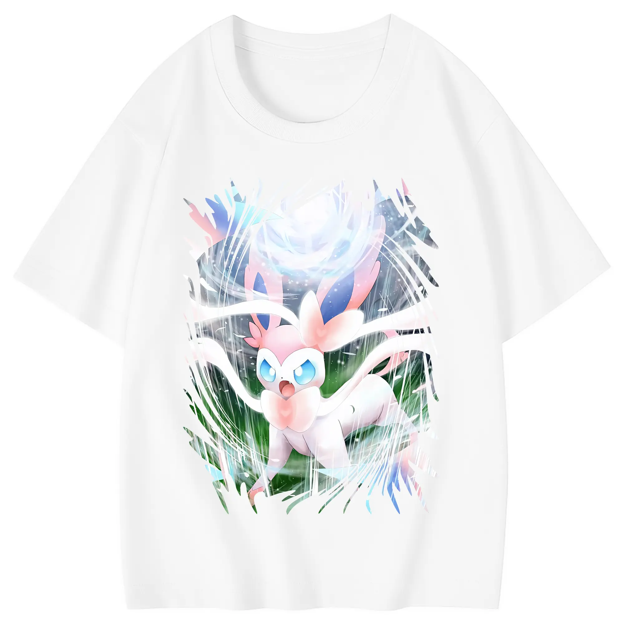 ポケモン グッズ,ニンフィア - 綿100％ キッズTシャツ ・ フロントプリント ・ 快適 通気性 ・ スポーツ カジュアル 散歩用