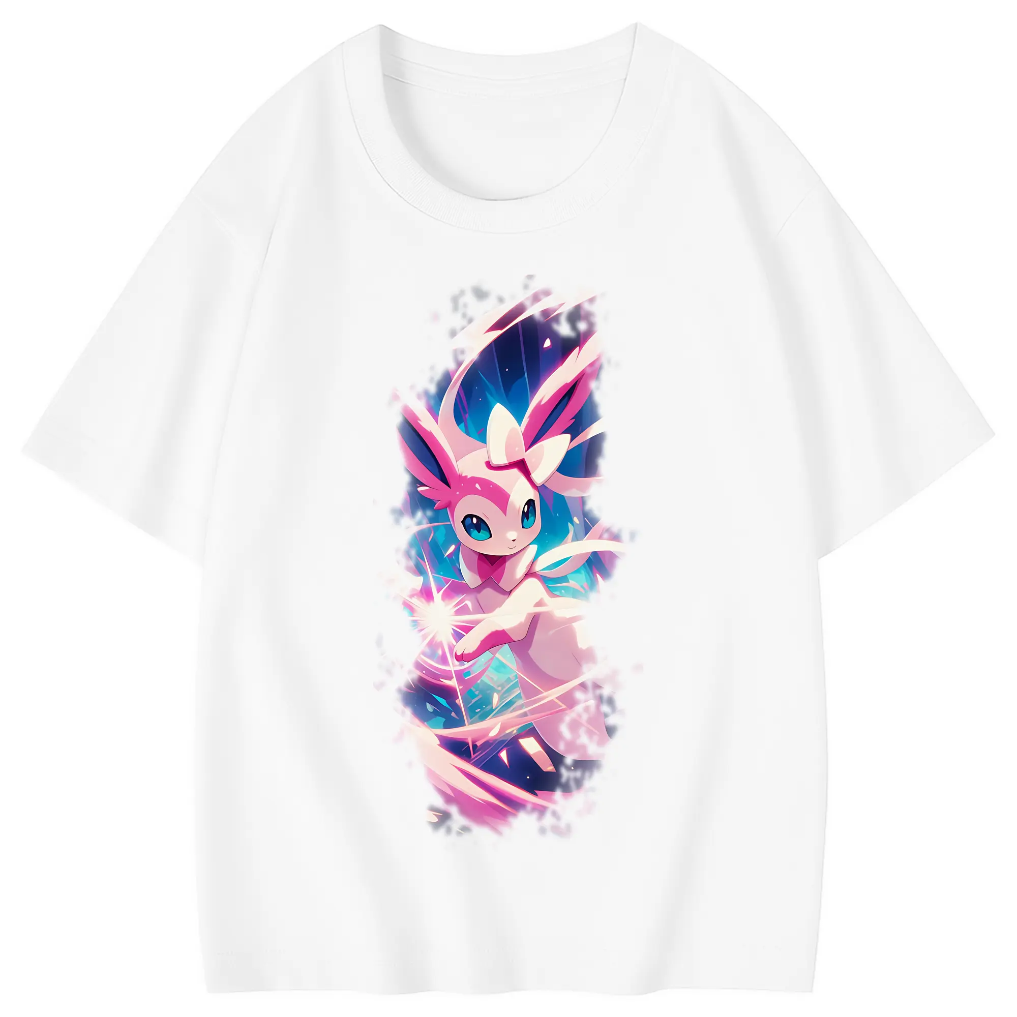 ポケモン グッズ,ニンフィア - 綿100％ キッズTシャツ ・ フロントプリント ・ 快適 通気性 ・ スポーツ カジュアル 散歩用