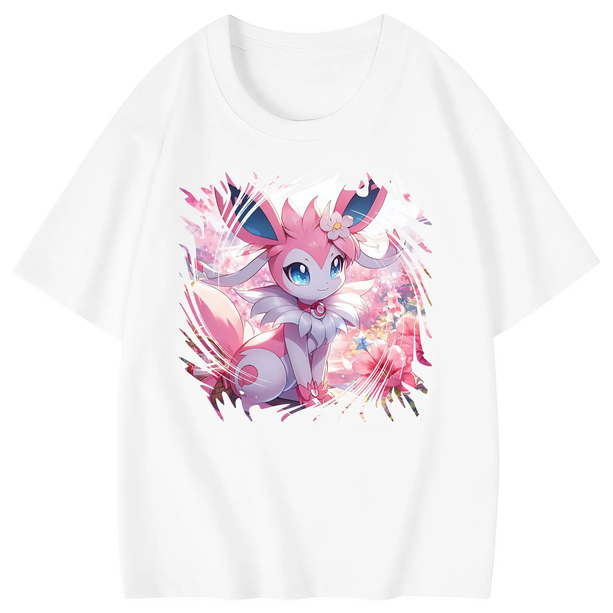 ポケモン グッズ,ニンフィア - 綿100％ キッズTシャツ ・ フロントプリント ・ 快適 通気性 ・ スポーツ カジュアル 散歩用