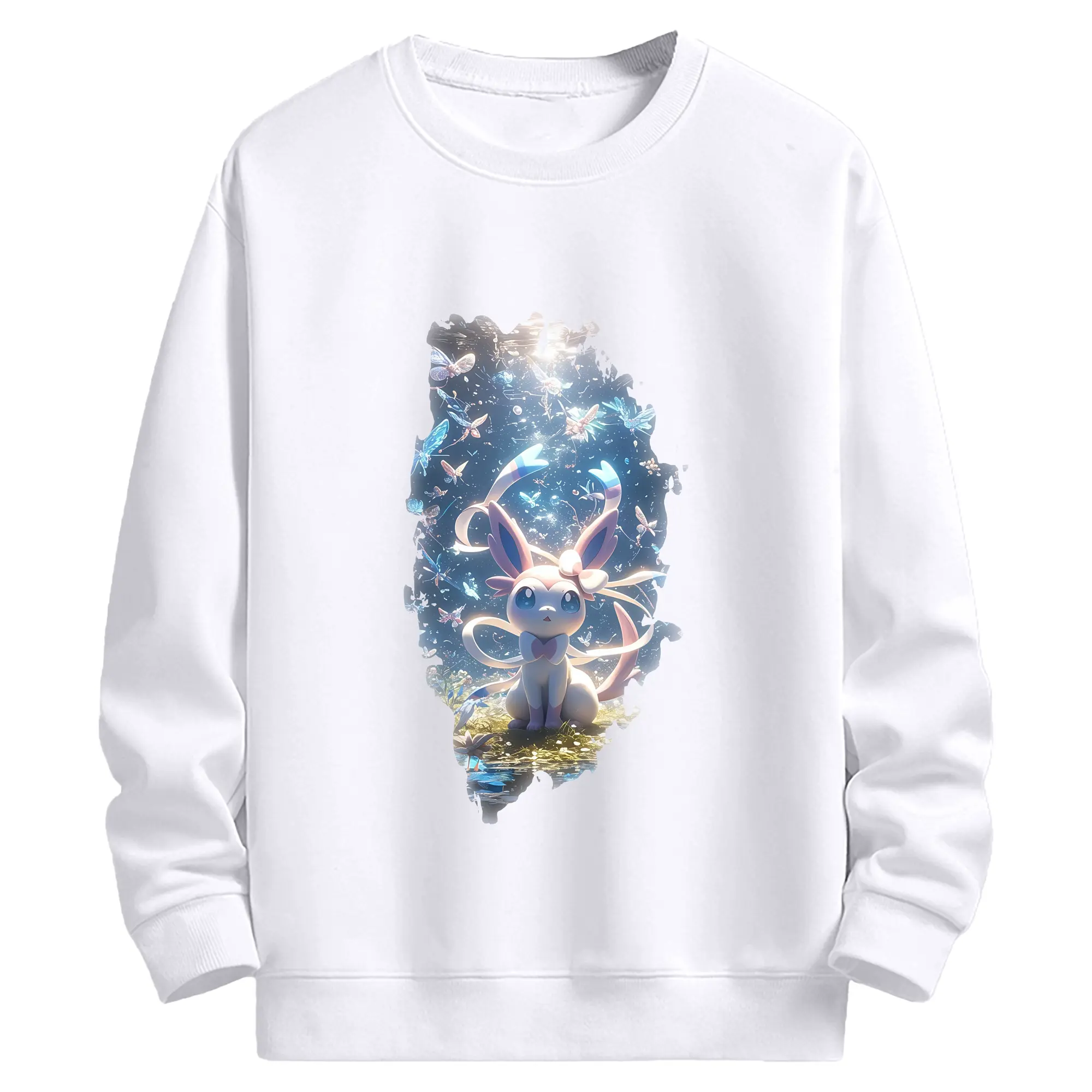 ポケモン グッズ,ニンフィア - 高品質 クルーネック スウェット ・ コットン59％ ポリエステル41％ ・ ユニセックス 長袖 トレーナー ・ カジュアル デイリー スポーツ 散歩用