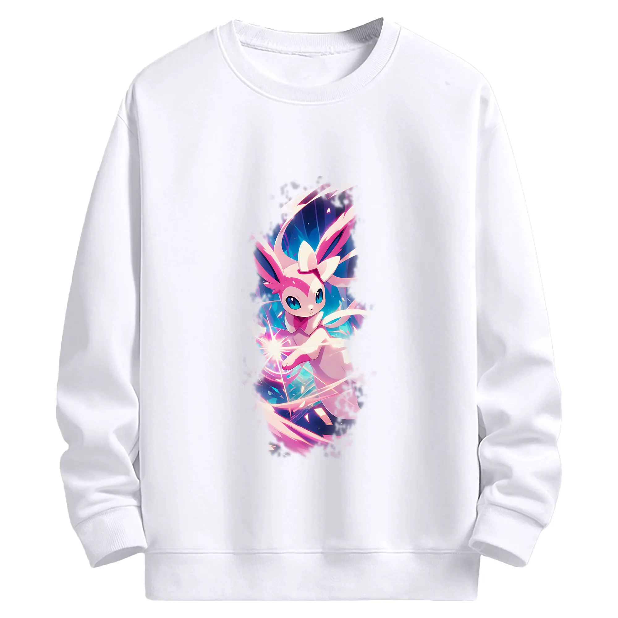 ポケモン グッズ,ニンフィア - 高品質 クルーネック スウェット ・ コットン59％ ポリエステル41％ ・ ユニセックス 長袖 トレーナー ・ カジュアル デイリー スポーツ 散歩用