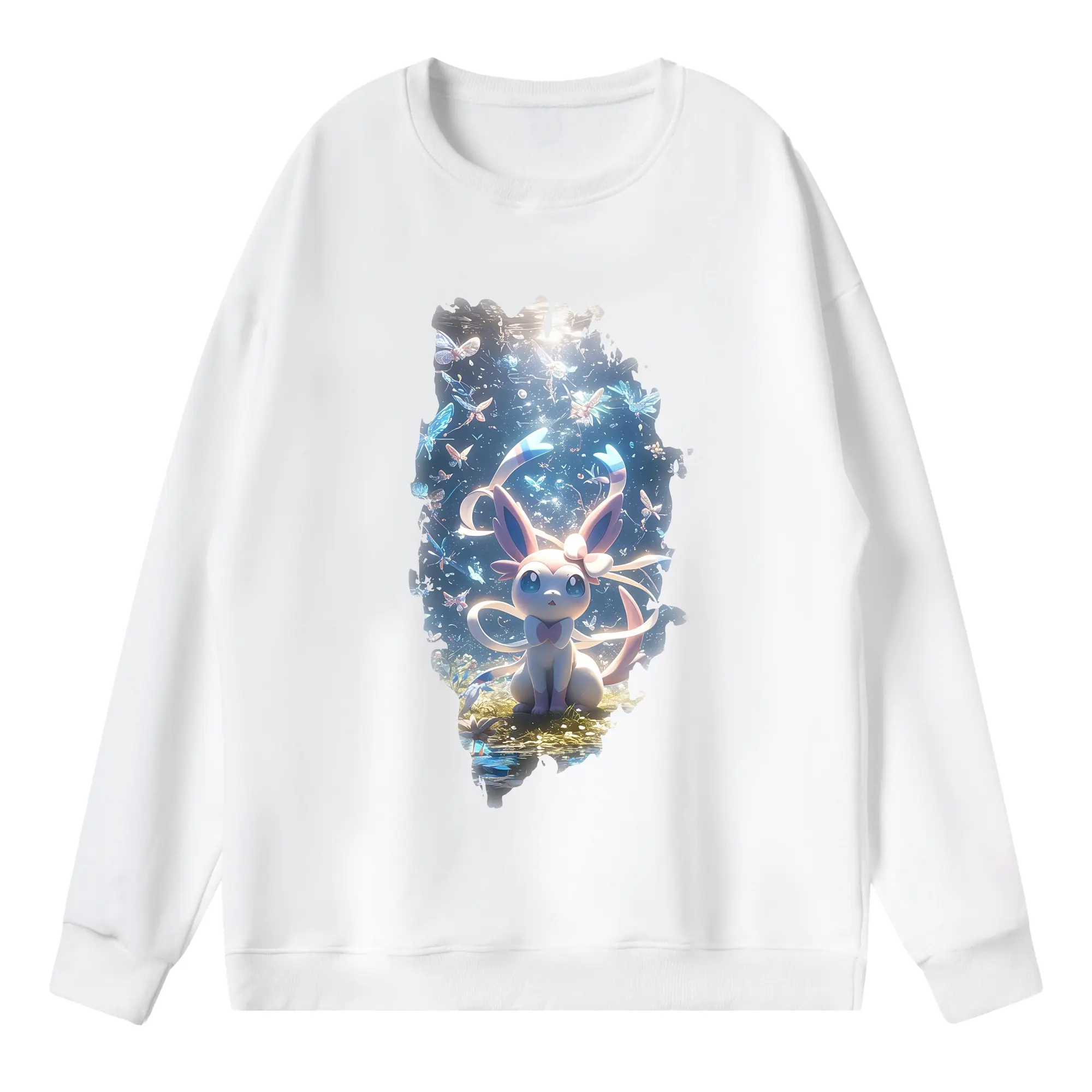 ポケモン グッズ,ニンフィア - 薄手 クルーネック スウェット 裏毛260g · ポリエステル 春秋向け カジュアル 男女兼用 · トレーナー デイリー スポーツ 散歩に最適