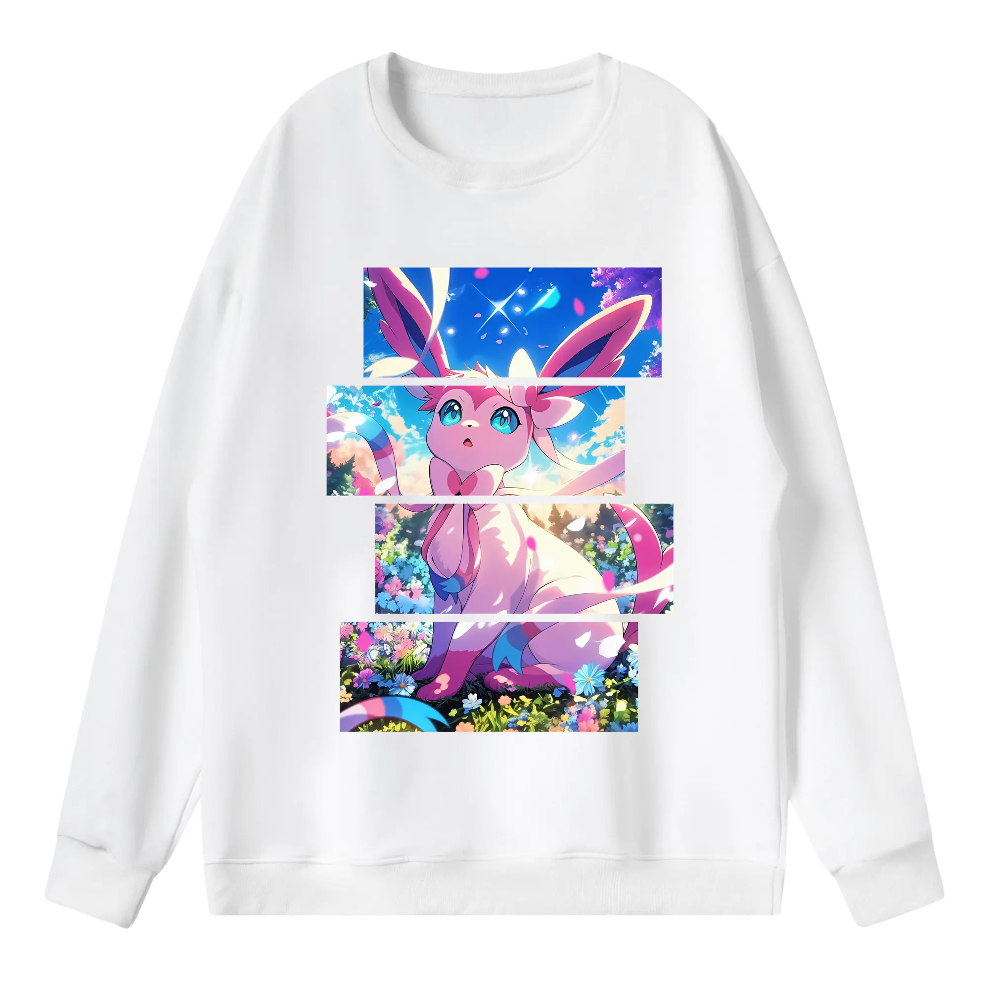 ポケモン グッズ,ニンフィア - 薄手 クルーネック スウェット 裏毛260g · ポリエステル 春秋向け カジュアル 男女兼用 · トレーナー デイリー スポーツ 散歩に最適