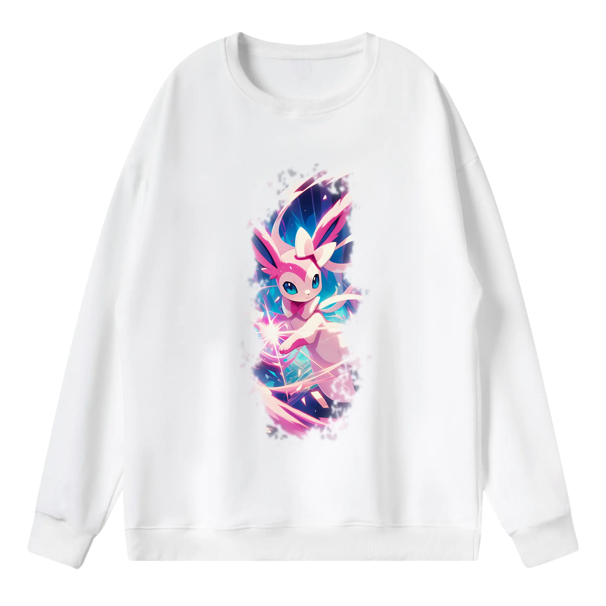 ポケモン グッズ,ニンフィア - 薄手 クルーネック スウェット 裏毛260g · ポリエステル 春秋向け カジュアル 男女兼用 · トレーナー デイリー スポーツ 散歩に最適