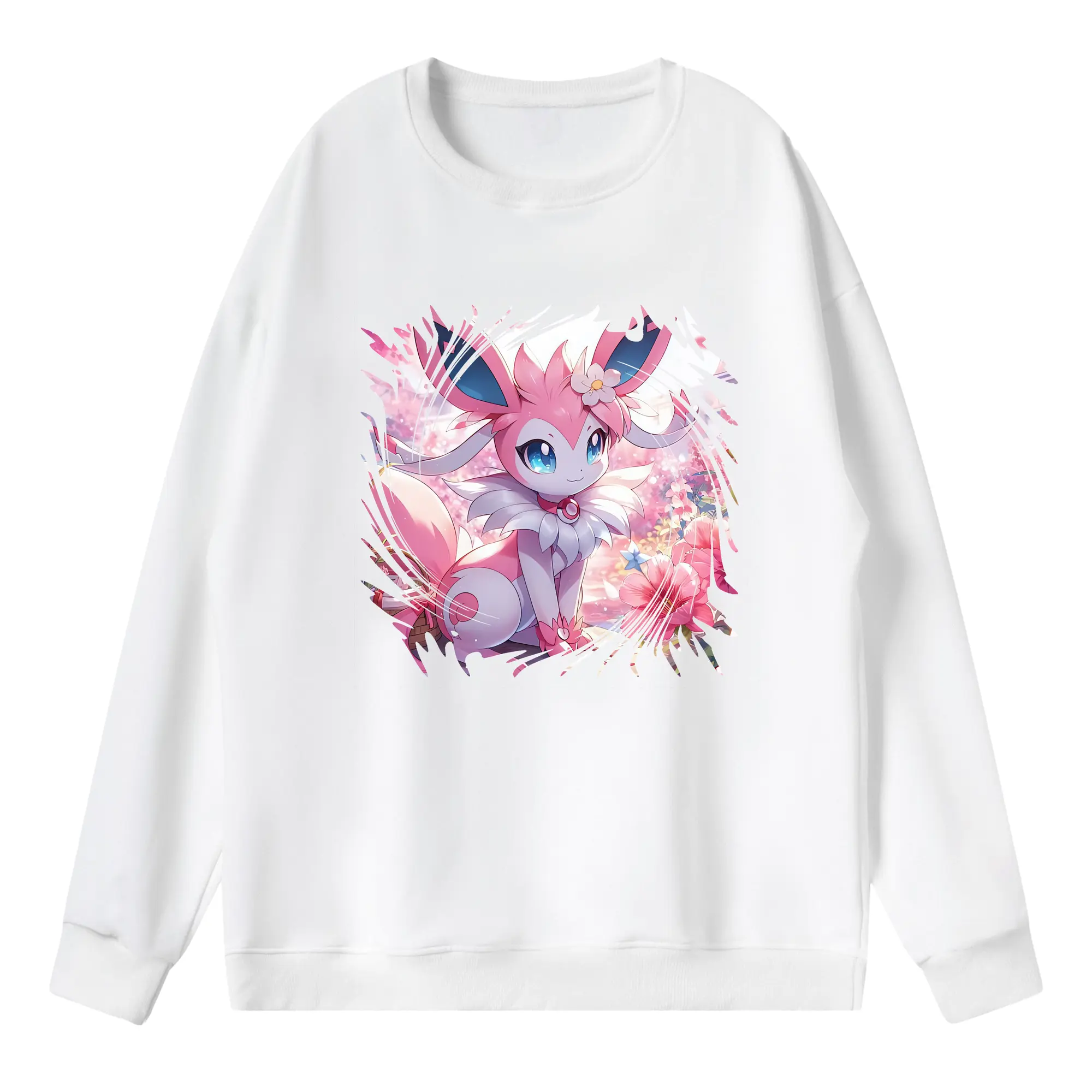 ポケモン グッズ,ニンフィア - 薄手 クルーネック スウェット 裏毛260g · ポリエステル 春秋向け カジュアル 男女兼用 · トレーナー デイリー スポーツ 散歩に最適