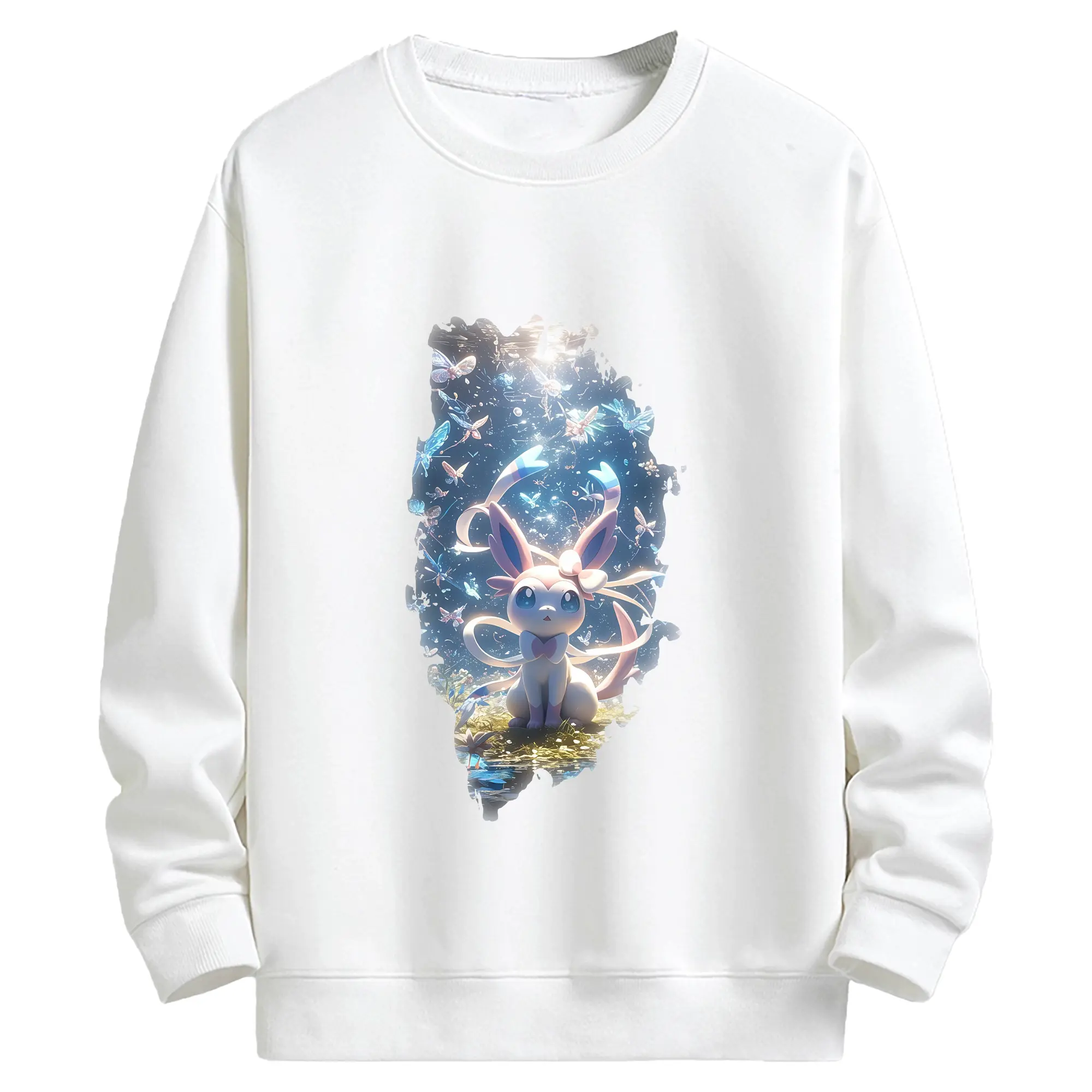 ポケモン グッズ,ニンフィア - キッズ クルーネックスウェットシャツ ・ フロントプリント ・ 綿80％ ポリエステル20％ ・ 快適 通学 スポーツ 日常使い お散歩用