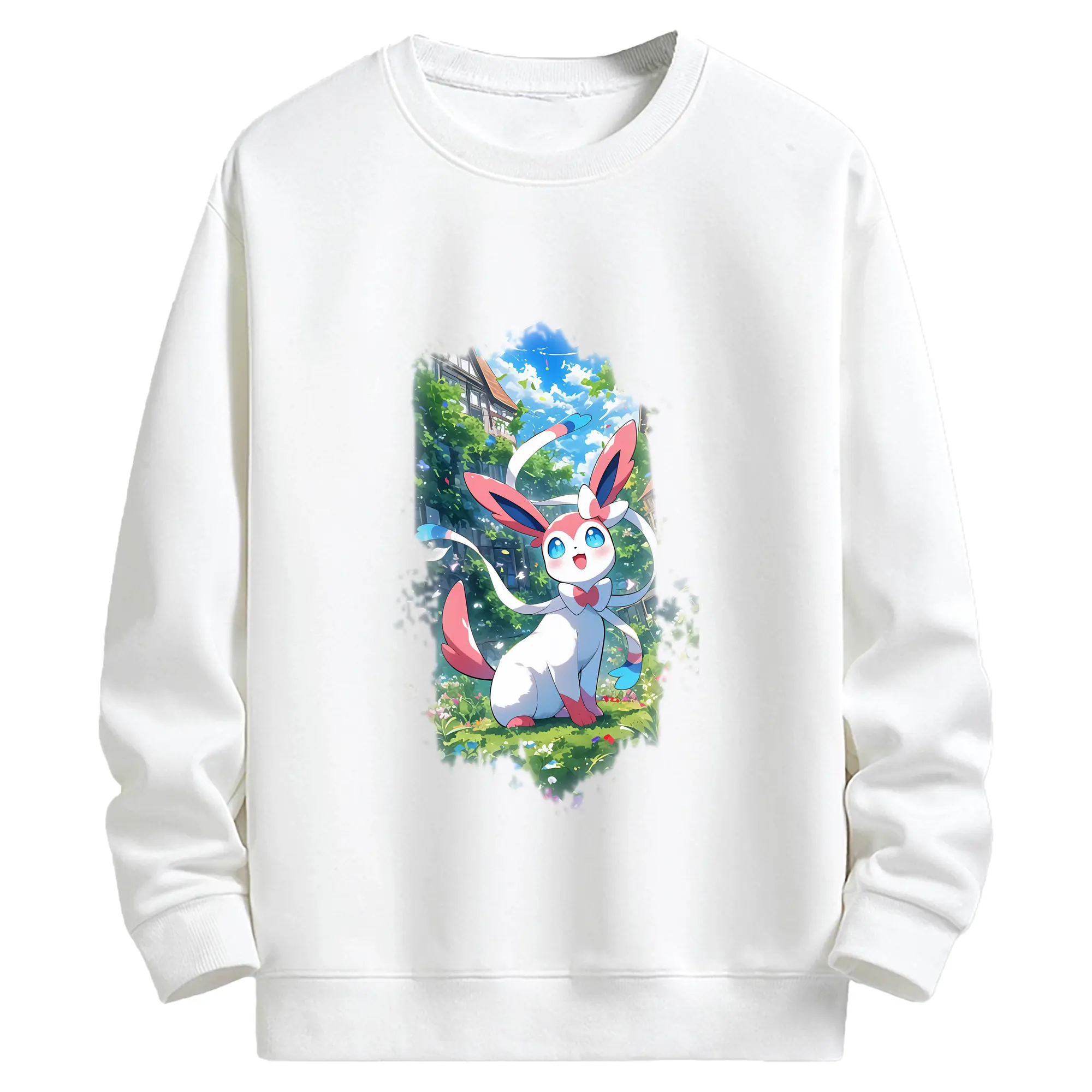 ポケモン グッズ,ニンフィア - キッズ クルーネックスウェットシャツ ・ フロントプリント ・ 綿80％ ポリエステル20％ ・ 快適 通学 スポーツ 日常使い お散歩用