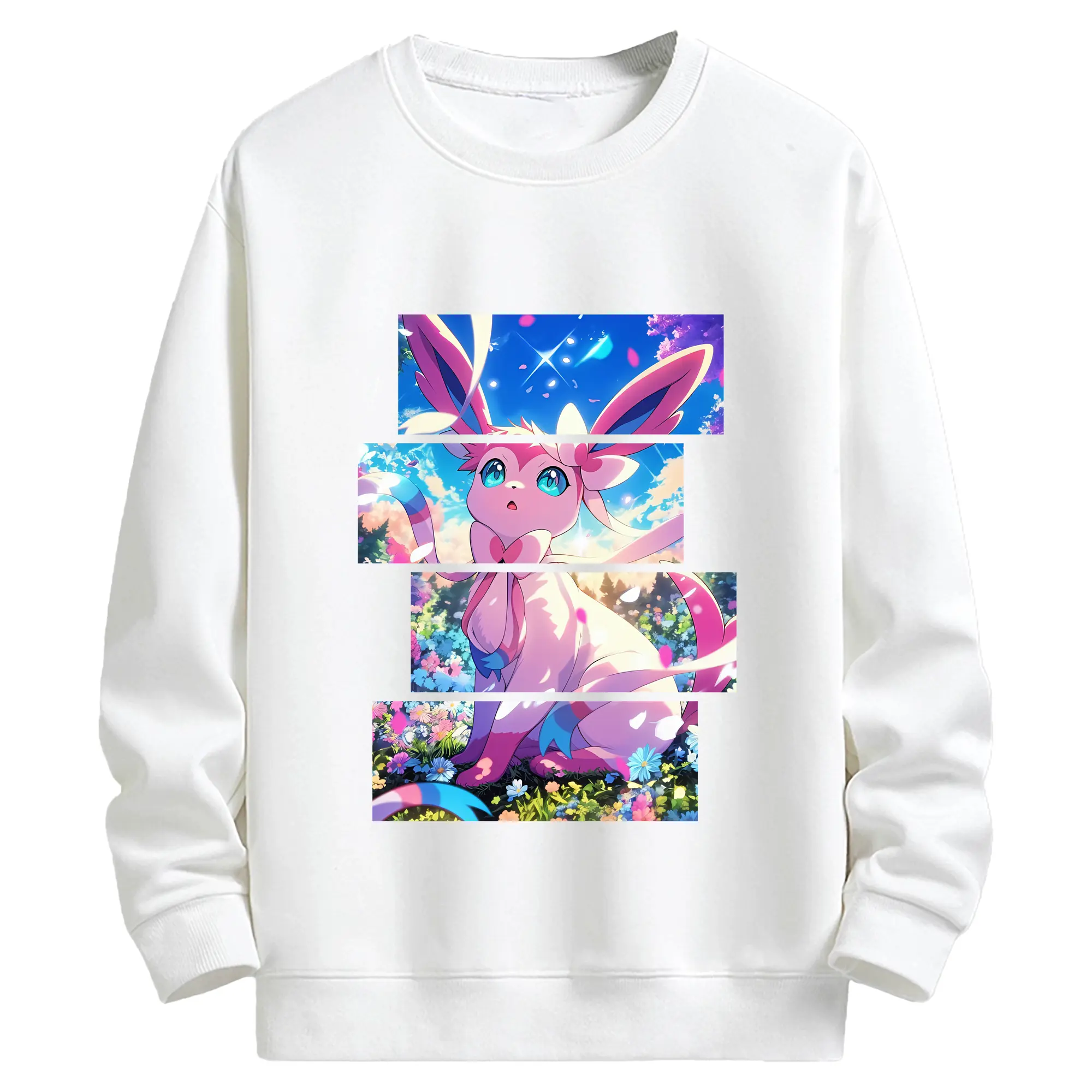 ポケモン グッズ,ニンフィア - キッズ クルーネックスウェットシャツ ・ フロントプリント ・ 綿80％ ポリエステル20％ ・ 快適 通学 スポーツ 日常使い お散歩用