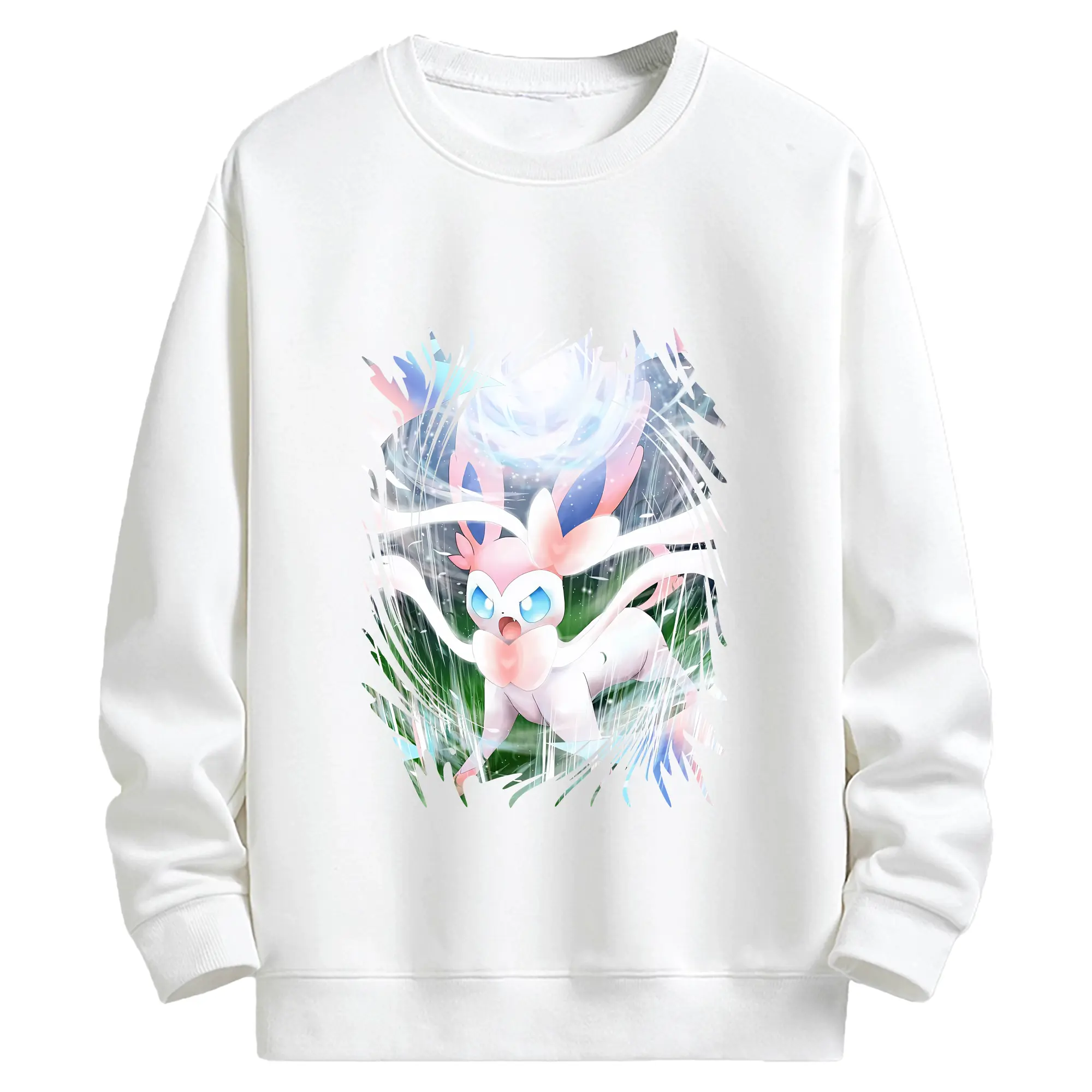 ポケモン グッズ,ニンフィア - キッズ クルーネックスウェットシャツ ・ フロントプリント ・ 綿80％ ポリエステル20％ ・ 快適 通学 スポーツ 日常使い お散歩用