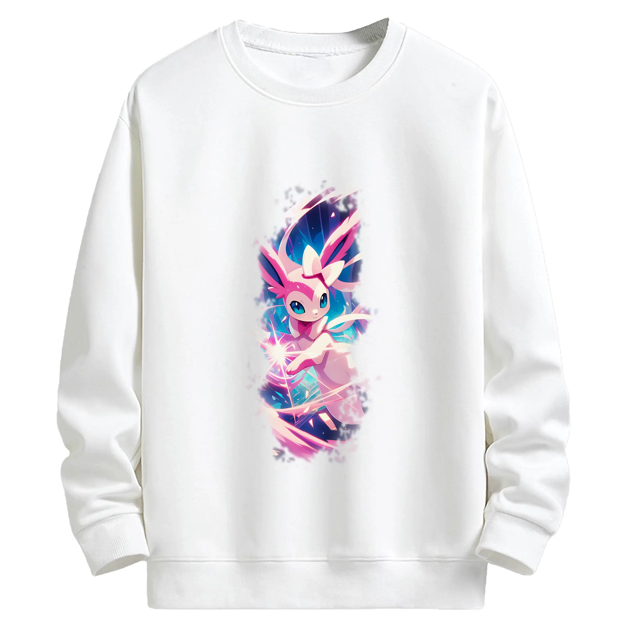 ポケモン グッズ,ニンフィア - キッズ クルーネックスウェットシャツ ・ フロントプリント ・ 綿80％ ポリエステル20％ ・ 快適 通学 スポーツ 日常使い お散歩用