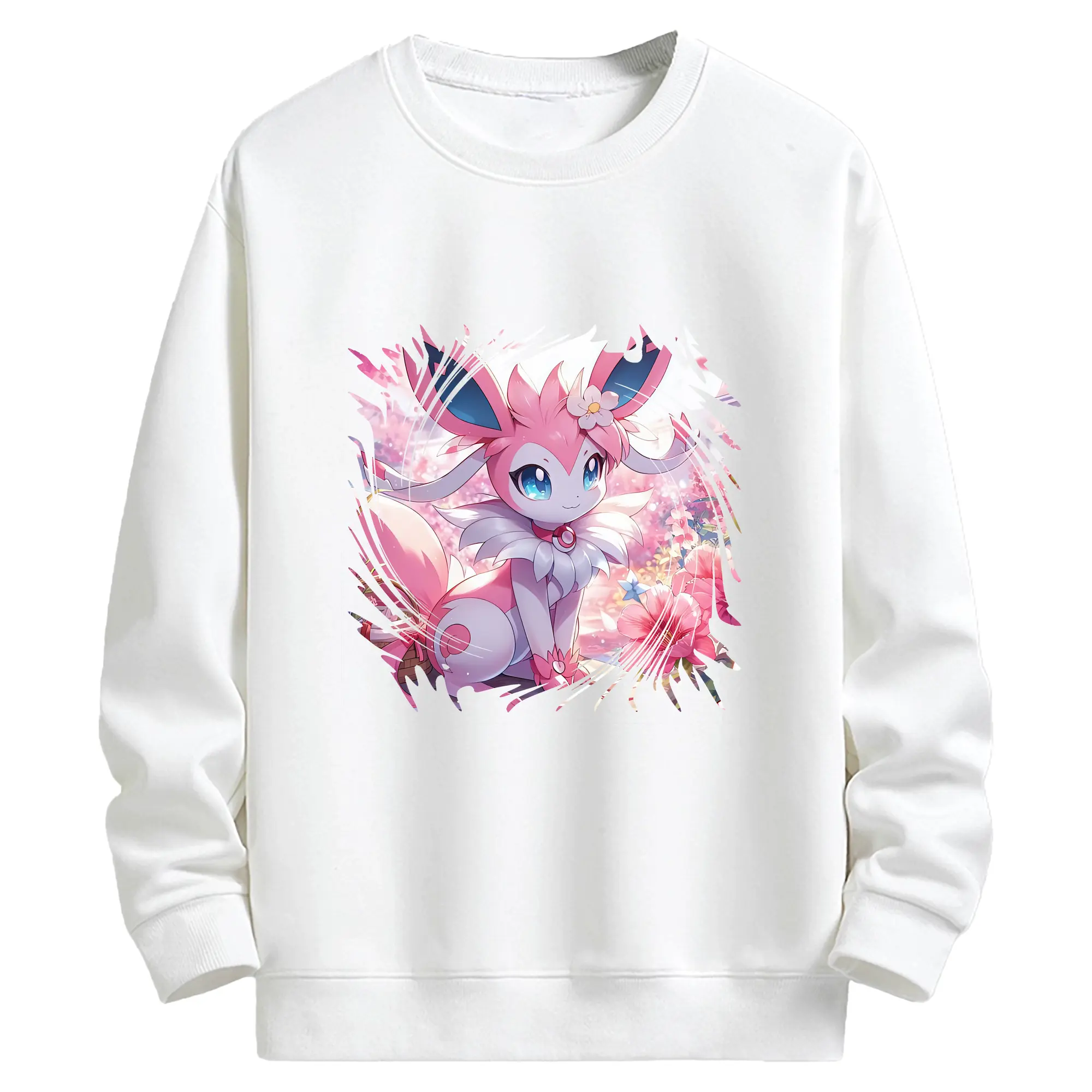 ポケモン グッズ,ニンフィア - キッズ クルーネックスウェットシャツ ・ フロントプリント ・ 綿80％ ポリエステル20％ ・ 快適 通学 スポーツ 日常使い お散歩用