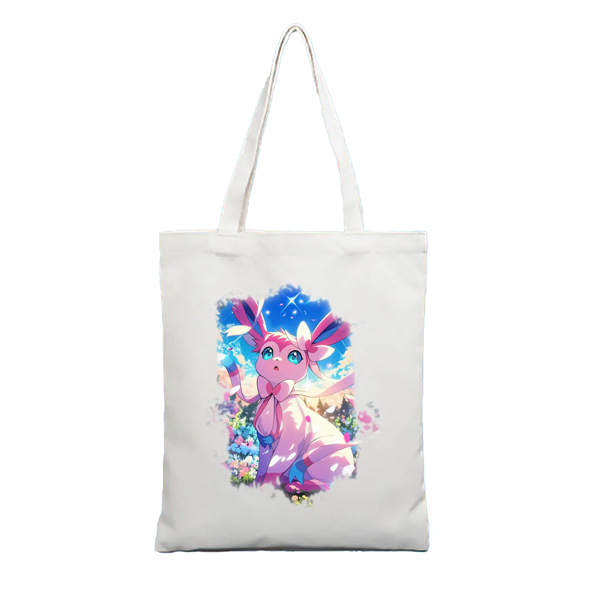 ポケモン グッズ,ニンフィア - 縦型キャンバス手提げバッグ（トートバッグ） ・ キャンバス素材 ・ ショッピング用 ・ 軽量 丈夫 お手入れ簡単