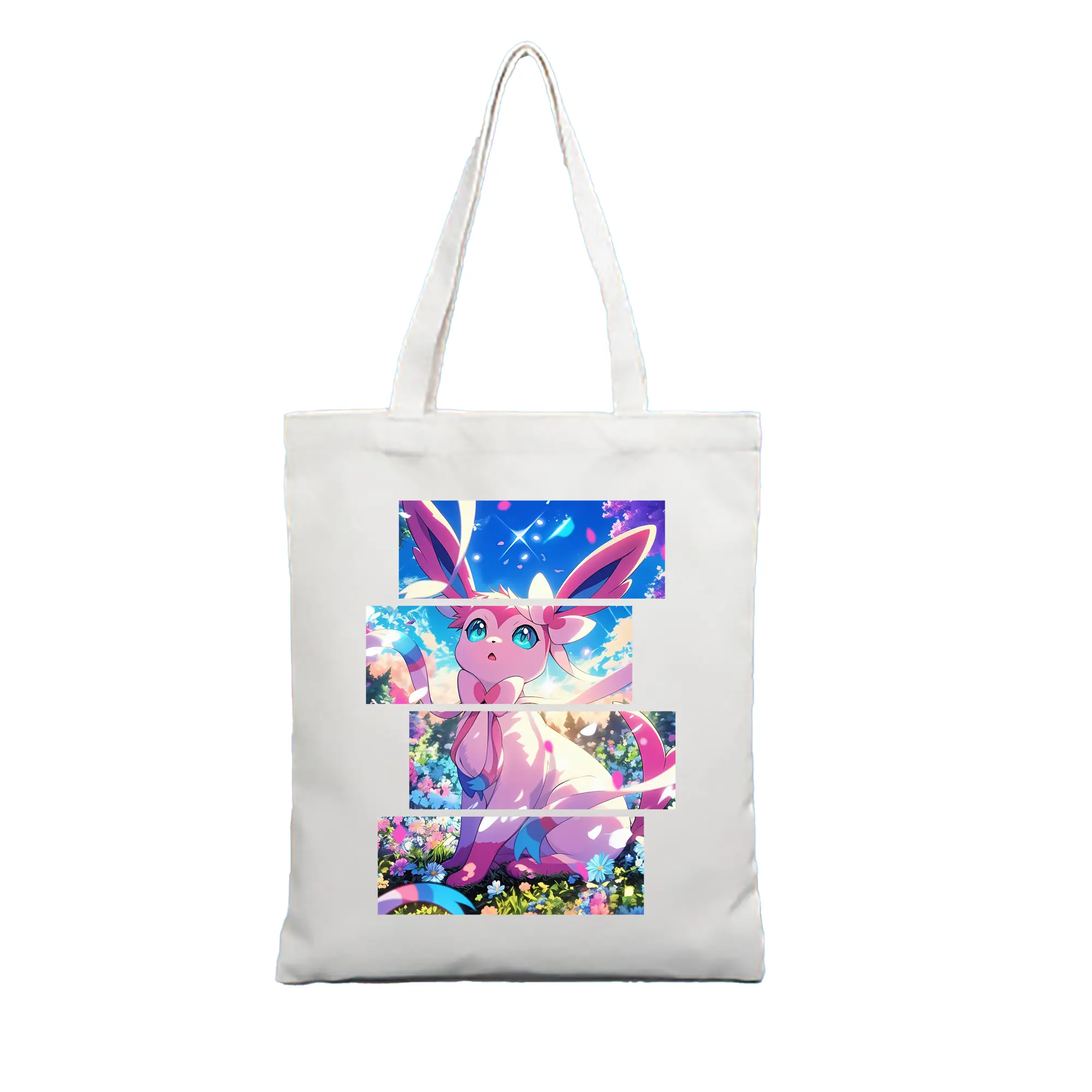 ポケモン グッズ,ニンフィア - 縦型キャンバス手提げバッグ（トートバッグ） ・ キャンバス素材 ・ ショッピング用 ・ 軽量 丈夫 お手入れ簡単