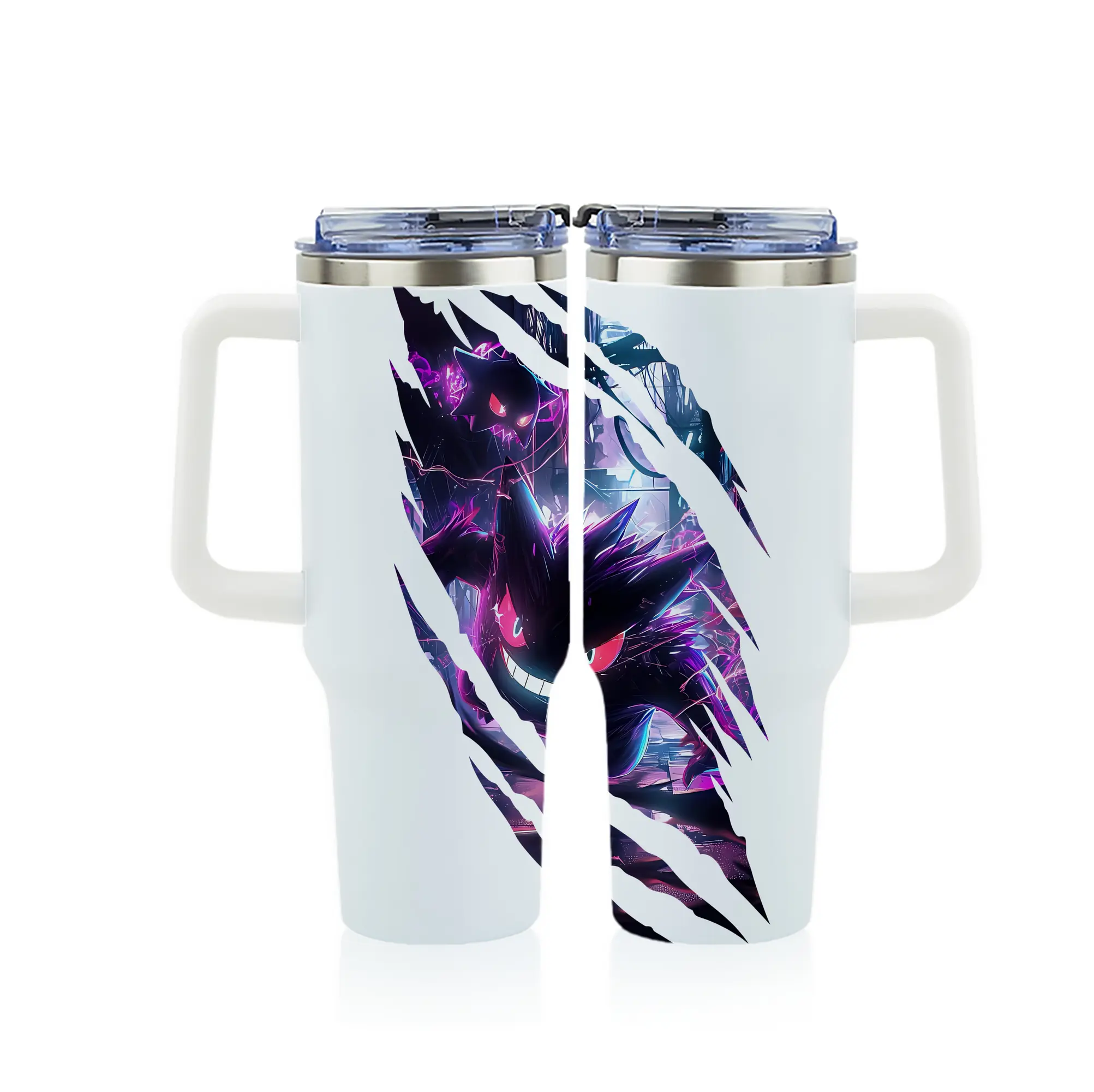 ポケモン グッズ,ゲンガー - 1200mL フルプリント車用タンブラー ・ 304ステンレス 内側 ・ 201ステンレス 外側 ・ 保温 保冷 ・ 通勤 ドライブ アウトドア用