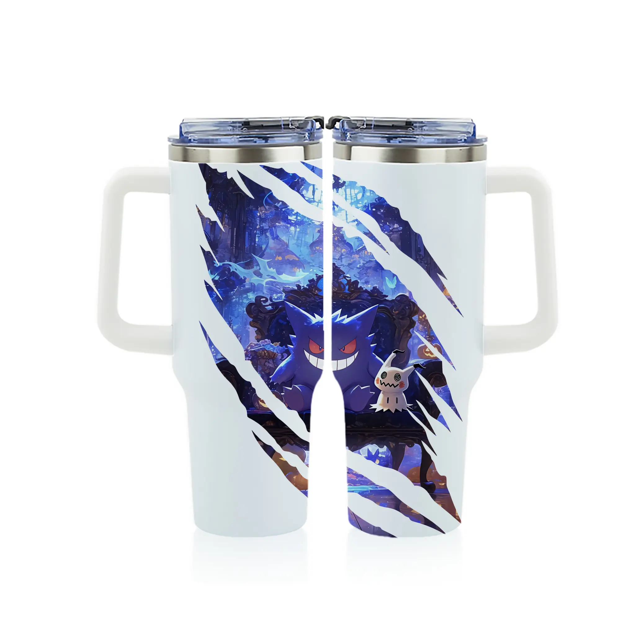 ポケモン グッズ,ゲンガー - 1200mL フルプリント車用タンブラー ・ 304ステンレス 内側 ・ 201ステンレス 外側 ・ 保温 保冷 ・ 通勤 ドライブ アウトドア用